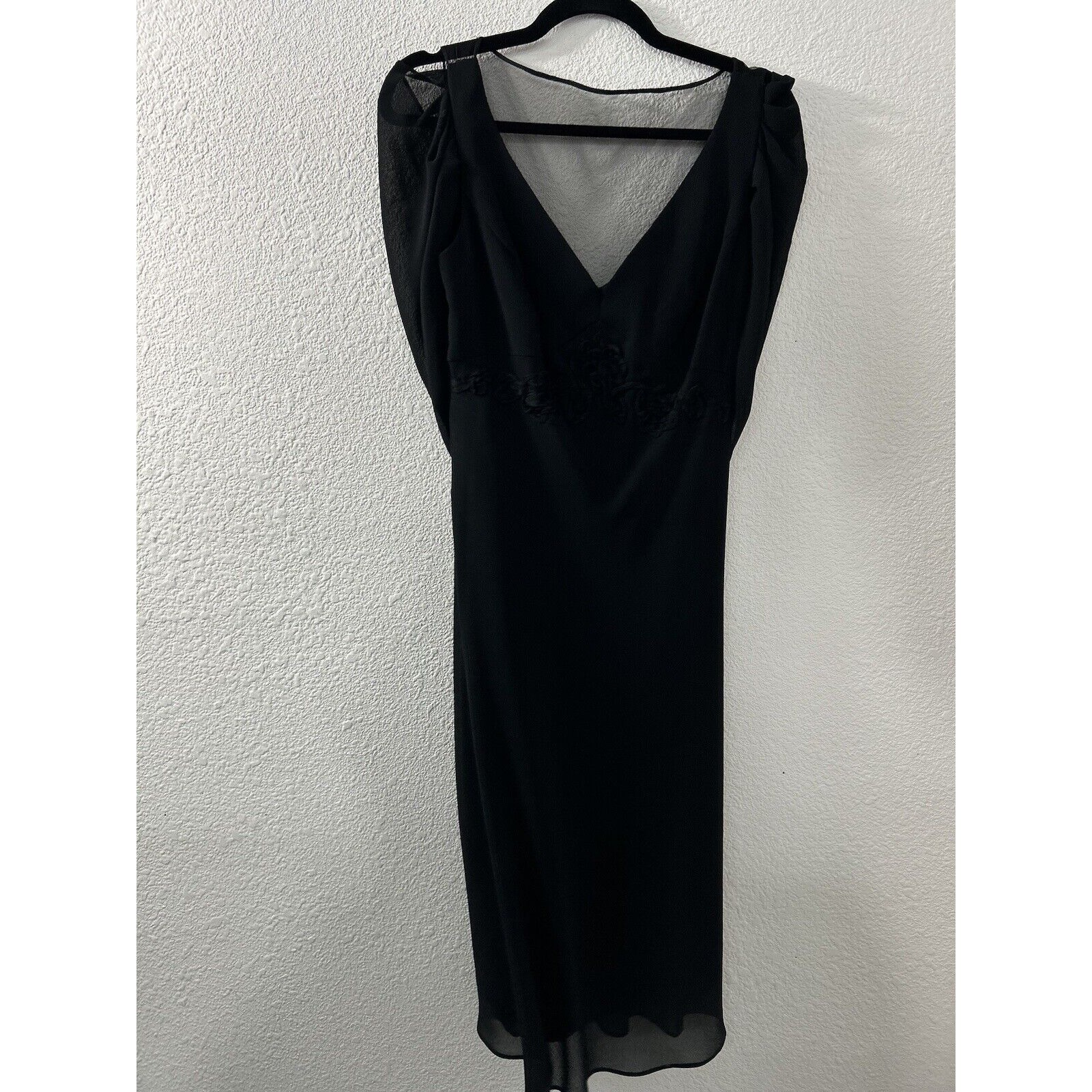 Petra Black Formal Evening Gown Dress Womens Size 10 Witchy Goth Floral Detail