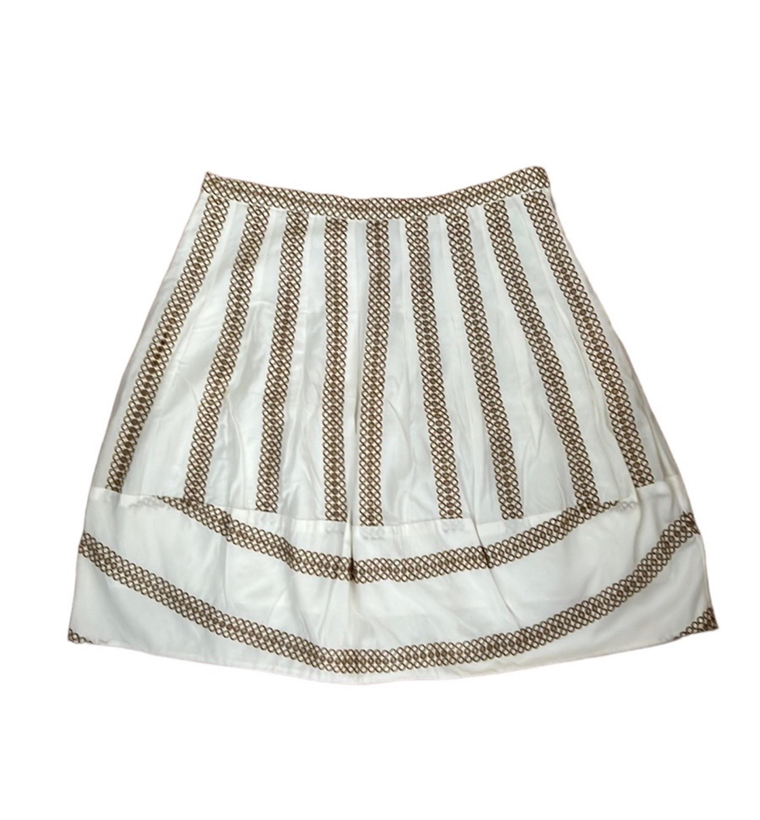 NWT BCBGMAXAZRIA BCBG MaxAzria White Gold Circle A-Line Skirt women size 6