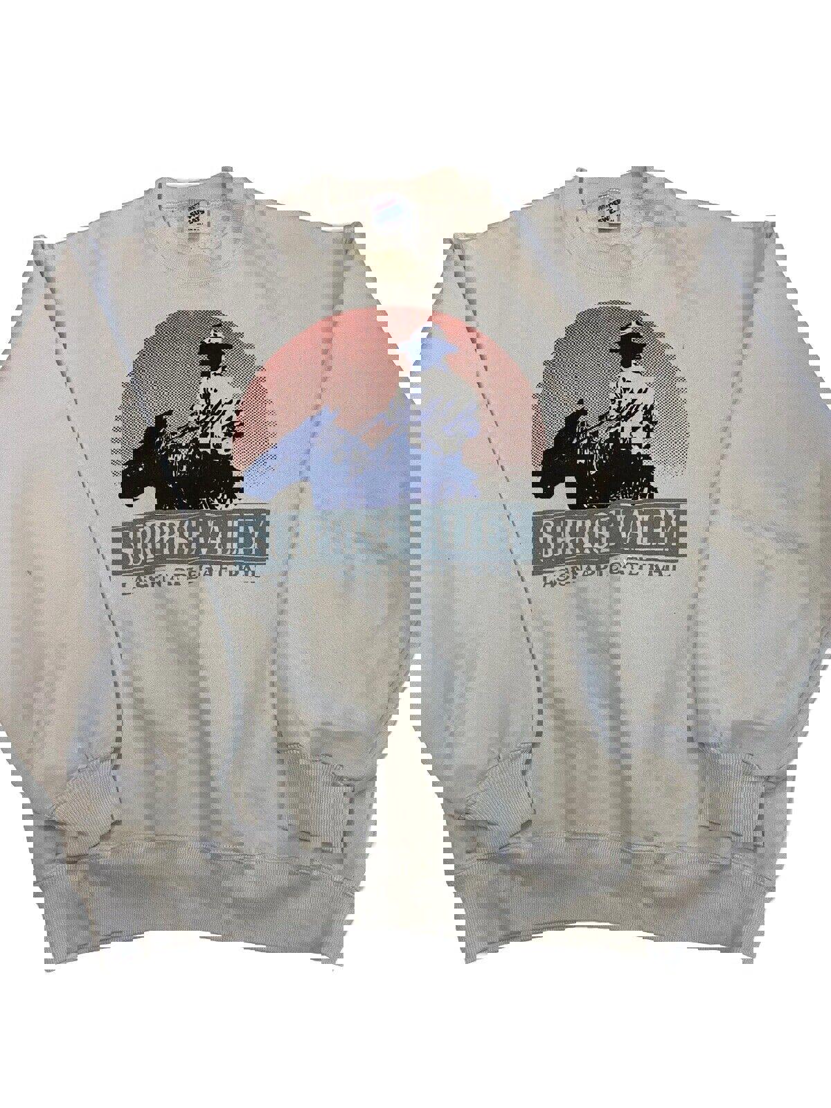 Mens JERZESS White Vintage Surprise Valley Crew Sweatshirt Sz L