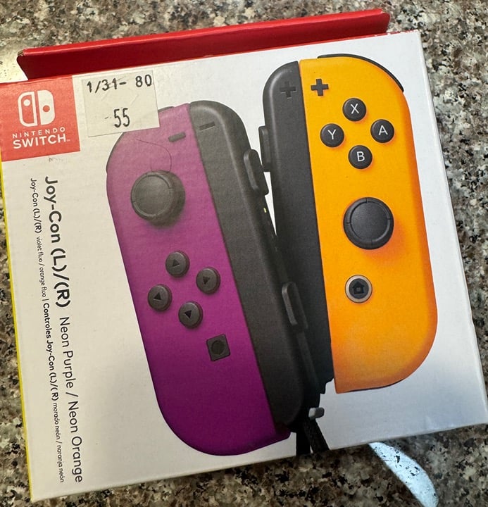 Nintendo Switch Joy-Con Controller (L)/(R) - Neon PURPLE / Neon ORANGE - NEW
