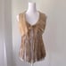 Last Kiss 100% Leather Tan Fringe V-Neck Tie Front Vest
