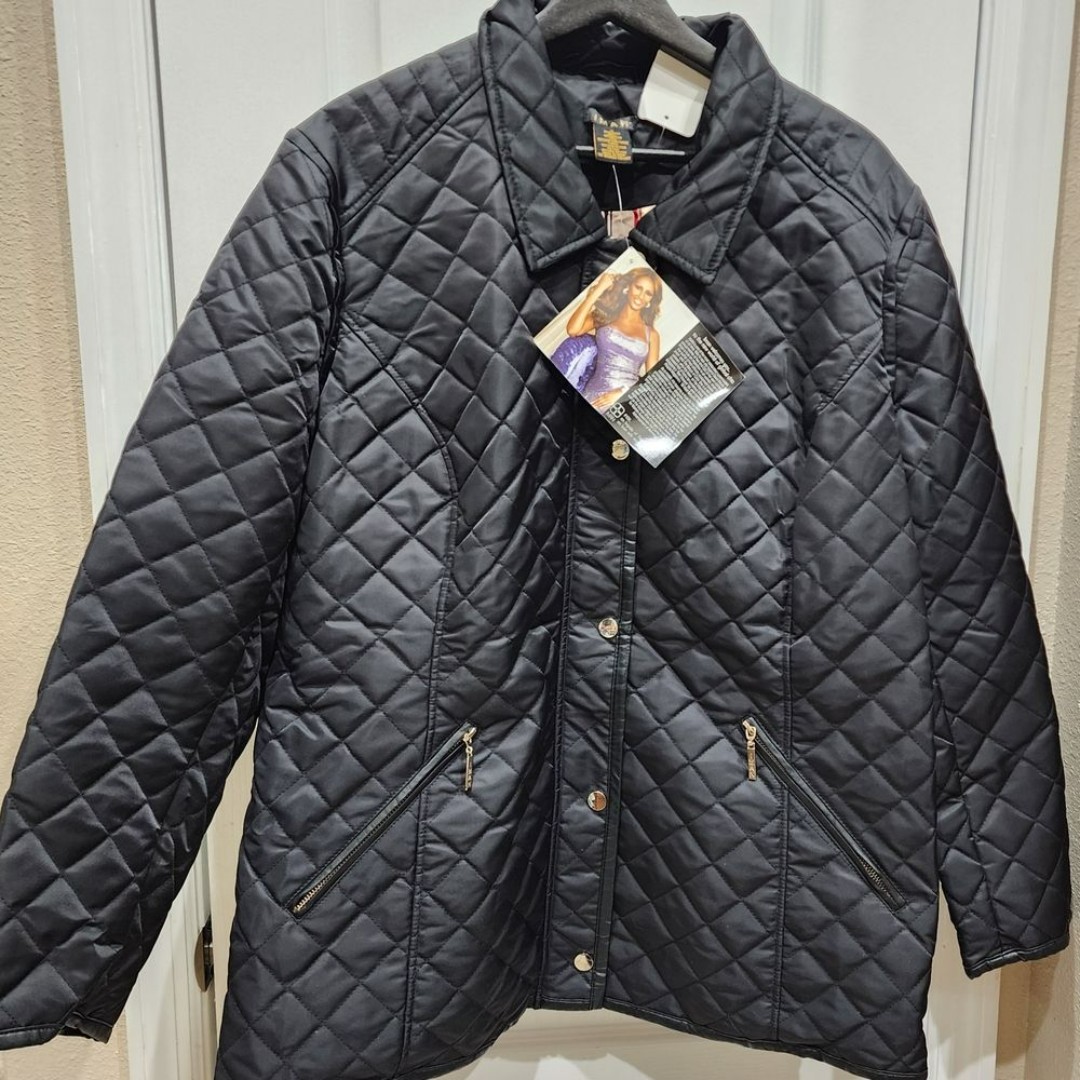 IMAN Black Quilted Puffer coat with Stand-Up Collar NWT womens size 1X