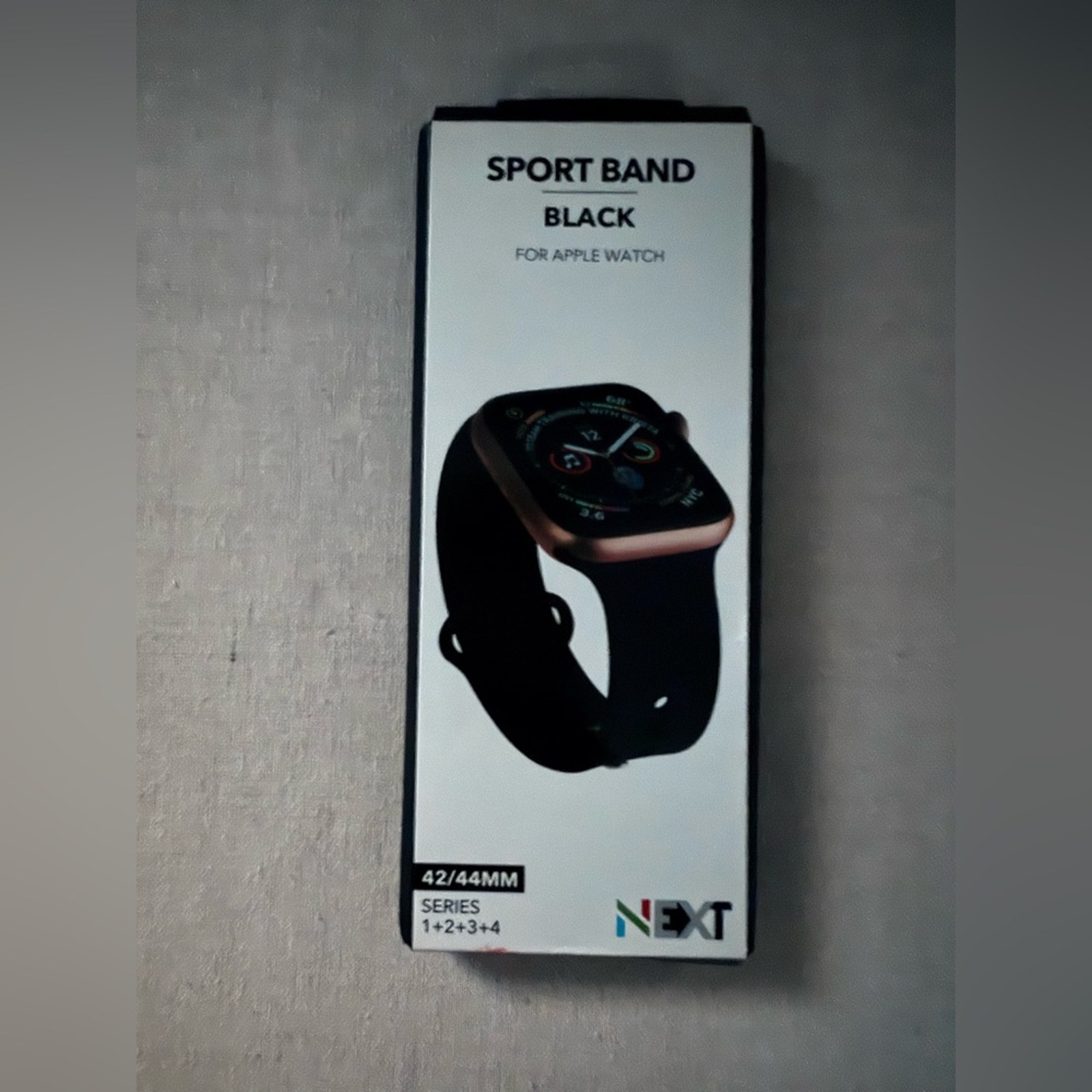 NEXT Black silicone sportband for Apple Watch 42/44mm NIB