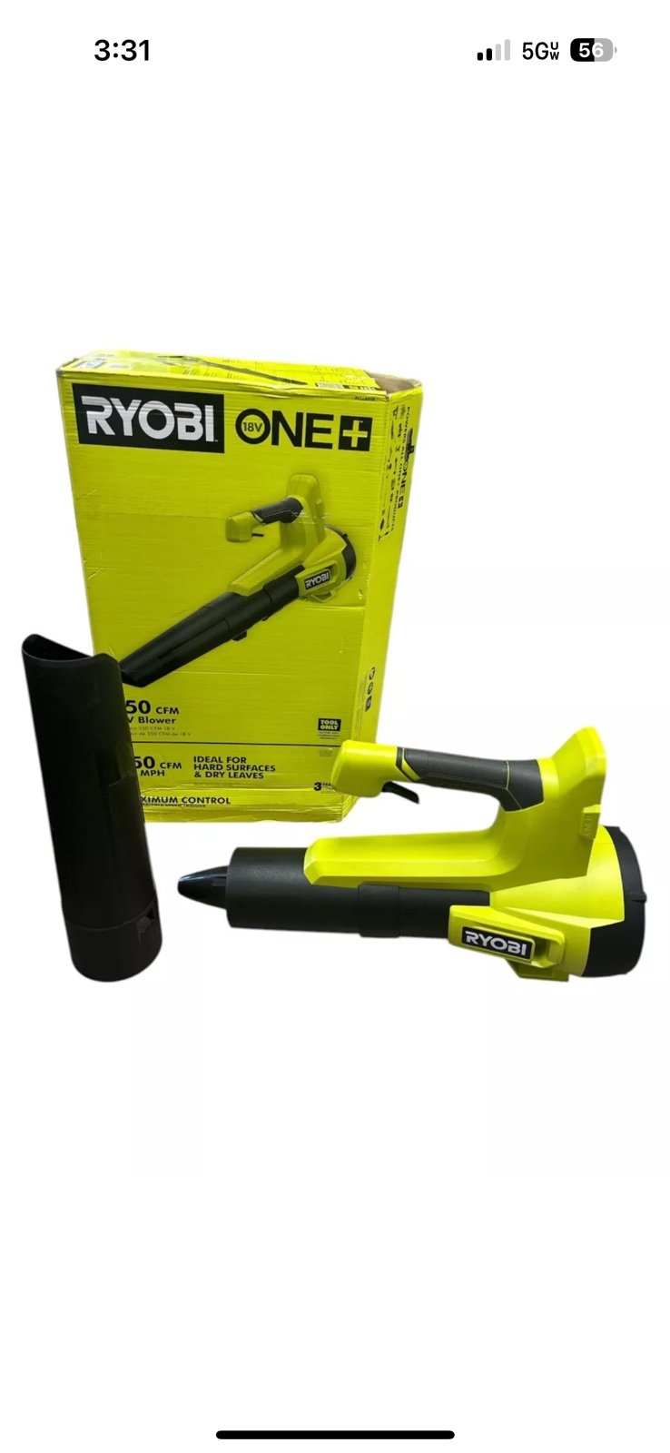 Ryobi ONE+ 18V 350CFM Blower PCLLB01B - New, TOOL ONLY (OPEN BOX)