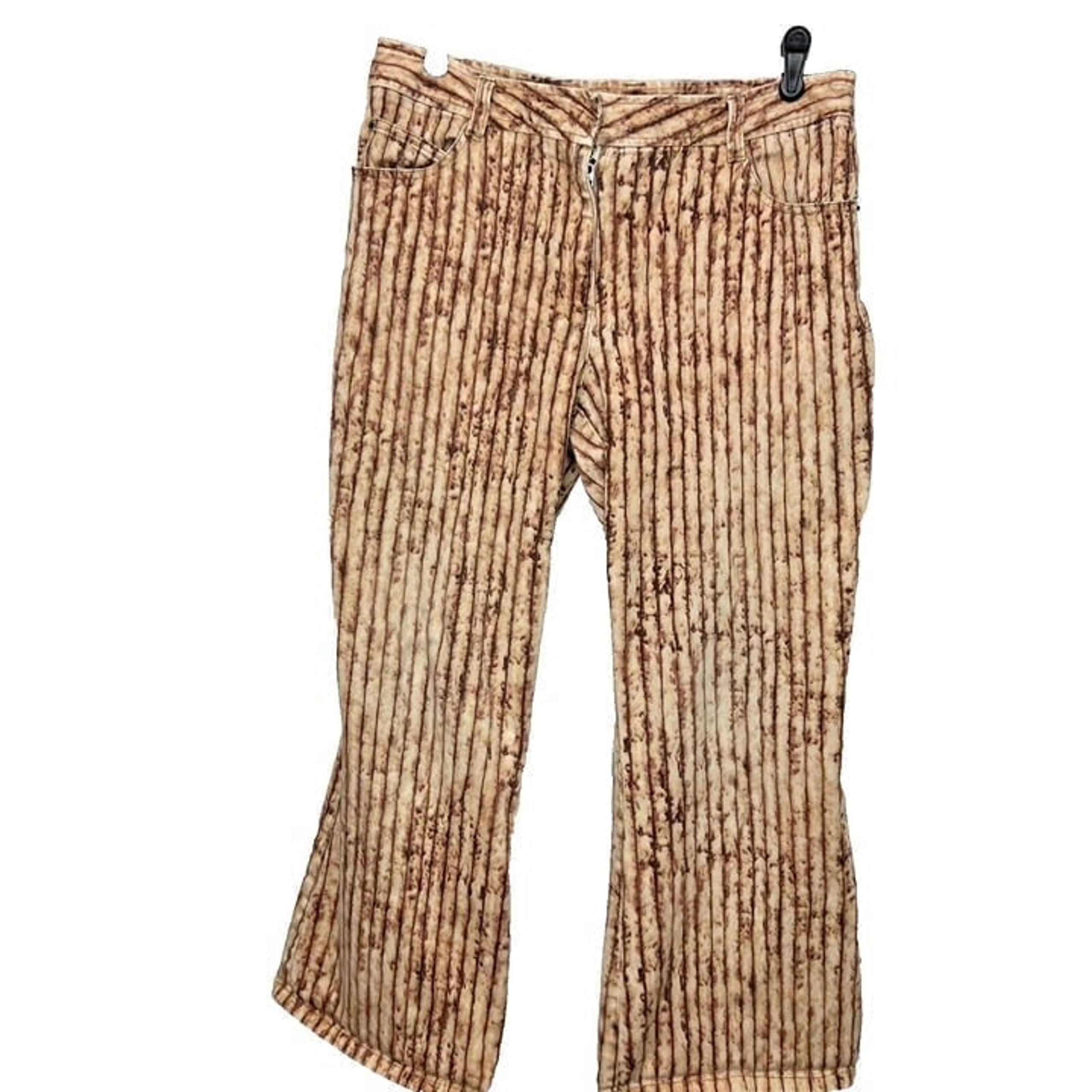 KENNETH COLE Striped Pants Size 12 Ankle Crop Chic Brown Dye Bleed