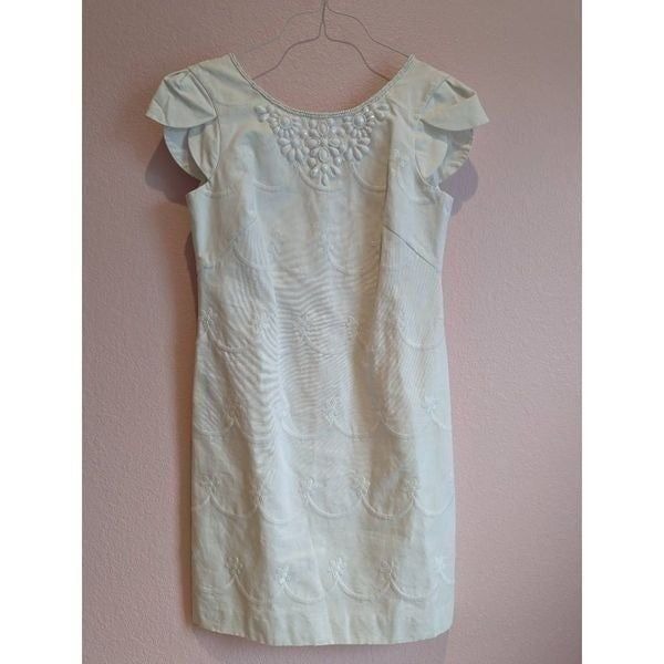 Lilly Pulitzer Womens White Pearce Embroidered Scalloped Shift Mini Dress Size 8