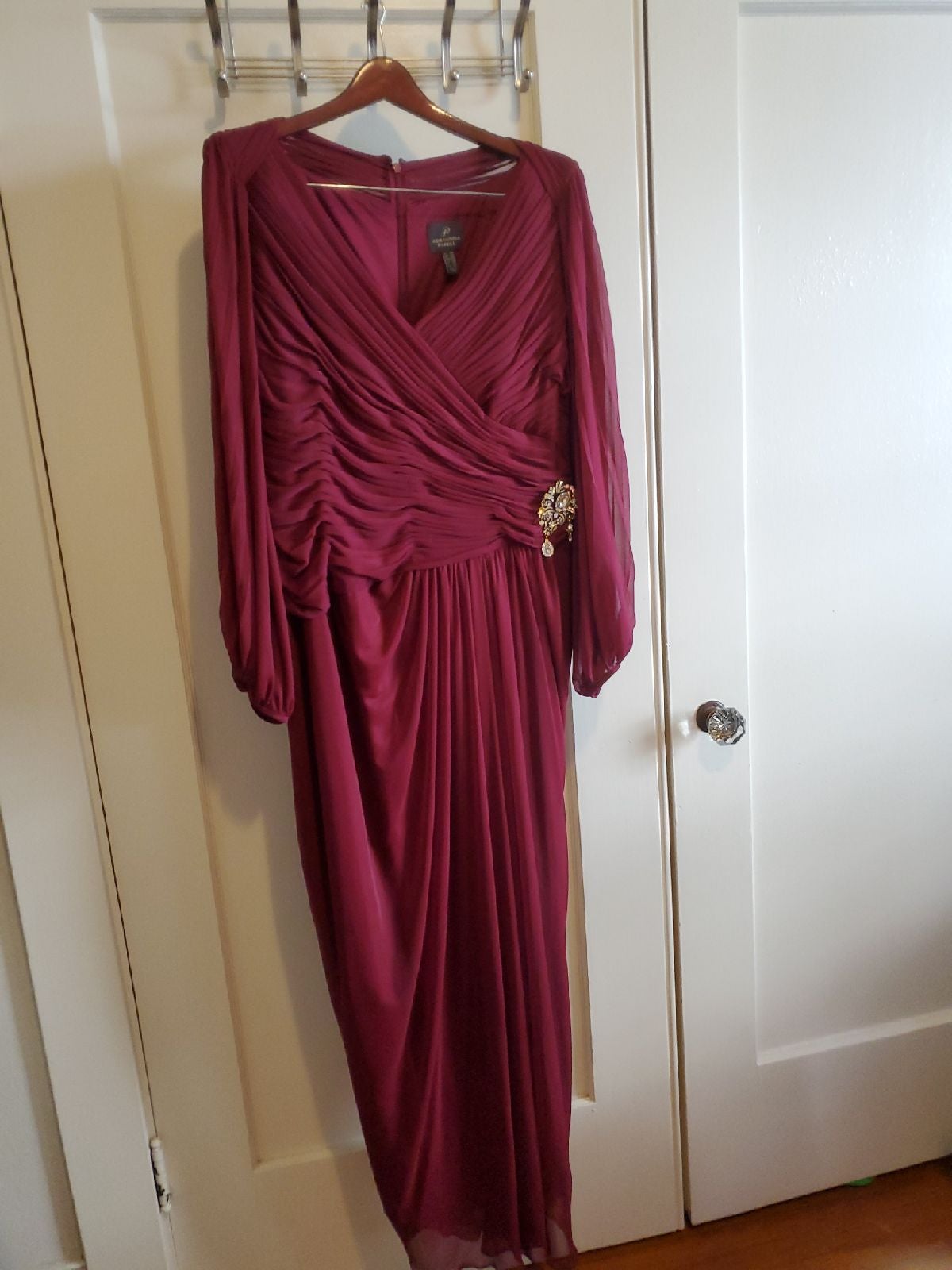 Adrianna Papell wine ruched gown 18W