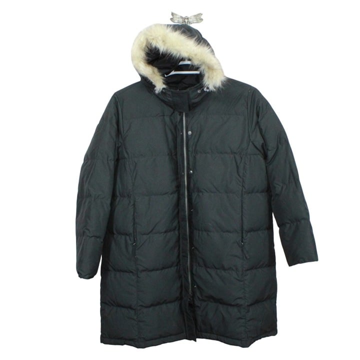 LL Bean Women's Ultrawarm Down Coat Three Quarter Length Black Size XL Pet