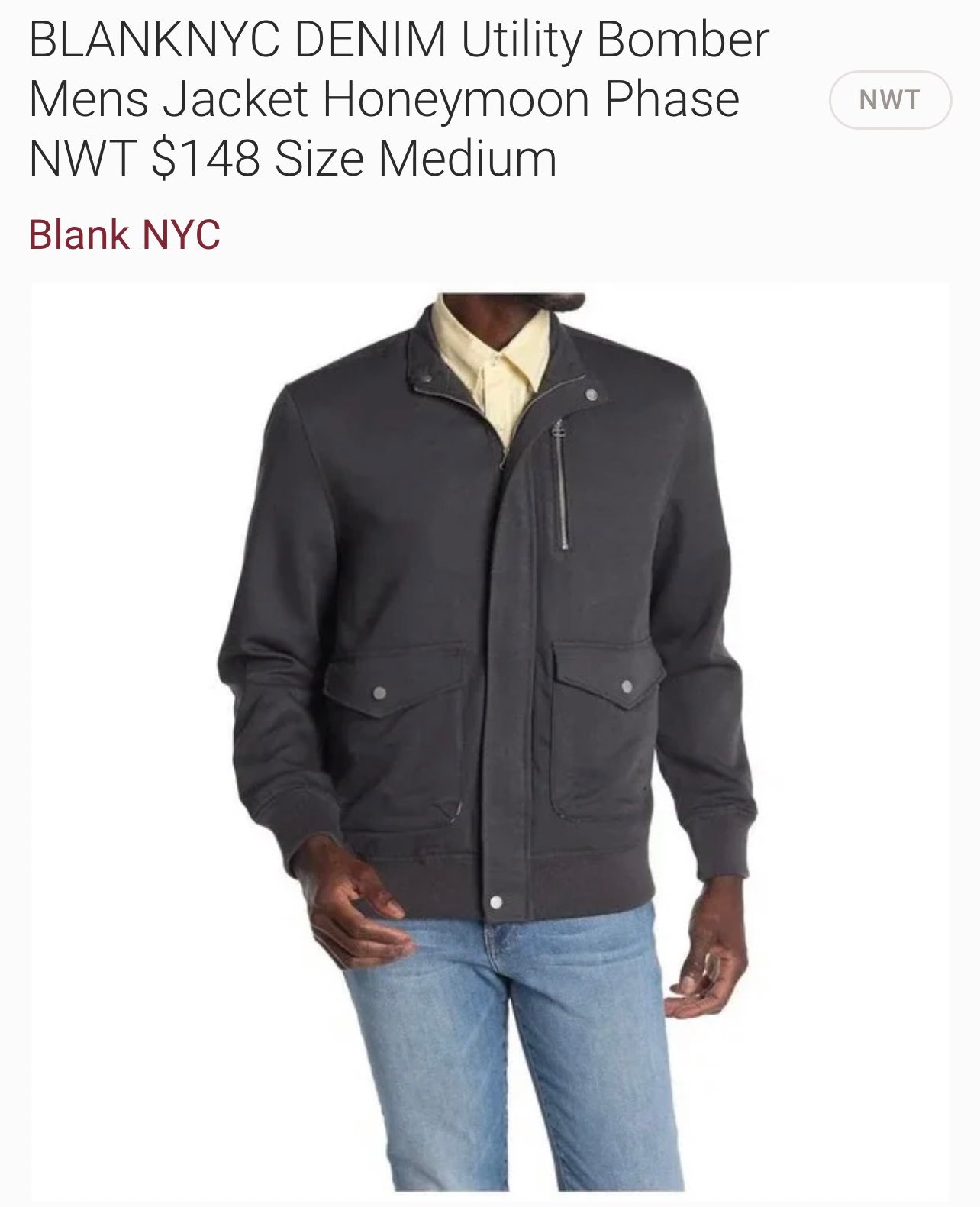 BLANKNYC DENIM Utility Bomber Mens Jacket Honeymoon Phase $148 Size Medium.