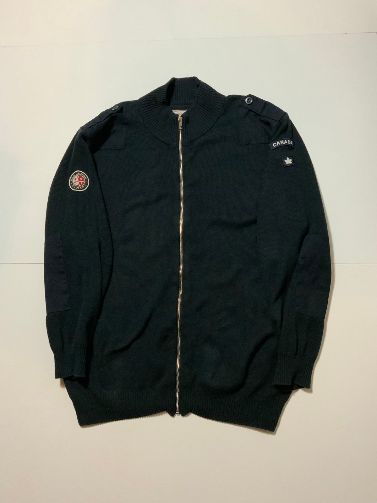 Red Canoe Canada Navy Blue Cotton Knit Flight Zip Aviation Cardigan Sweater