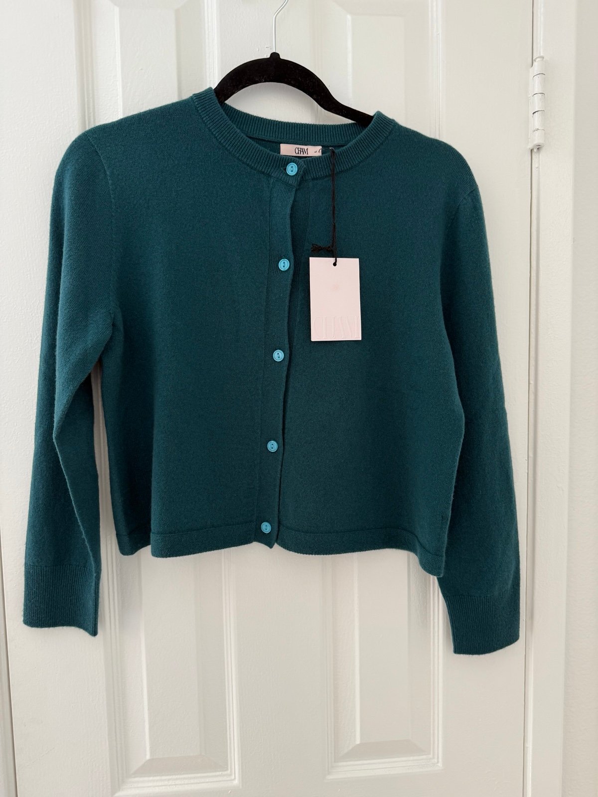 CHAM 100% Cashmere Hunter Cardigan, NWT, Size L, Limited Edition Color
