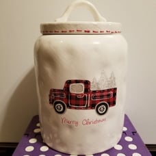 SUPER DIMPLY FARMHOUSE TRUCK TREE LG CANISTER