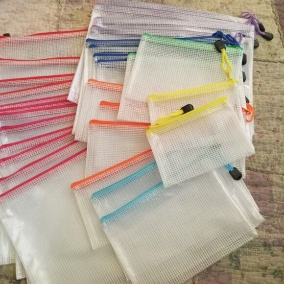 NEW 30pcs Mesh Zipper Pouch Bags,8 Sizes Plastic Zipper Bags,8 Colors Waterproof