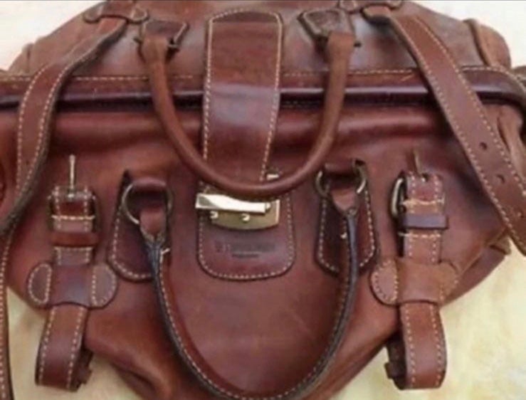 Super Rare Vintage Iconic J Peterman Lexington Kentucky Gladstone Chestnut Bag