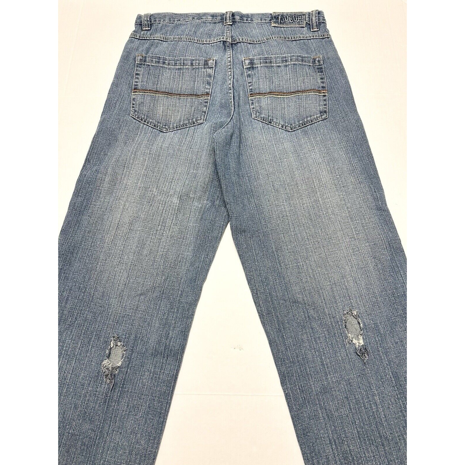 Dodeca Baggy Jeans Light Wash Blue Denim Mens 36x32 Wide Leg Skater Y2K Grunge