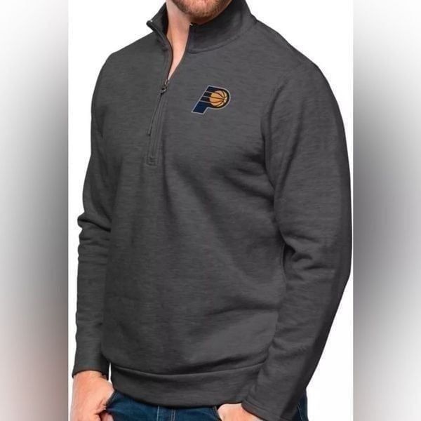 NWT Antigua Men's Indiana Pacers Charcoal Heather Gambit Fleece ¼ Zip