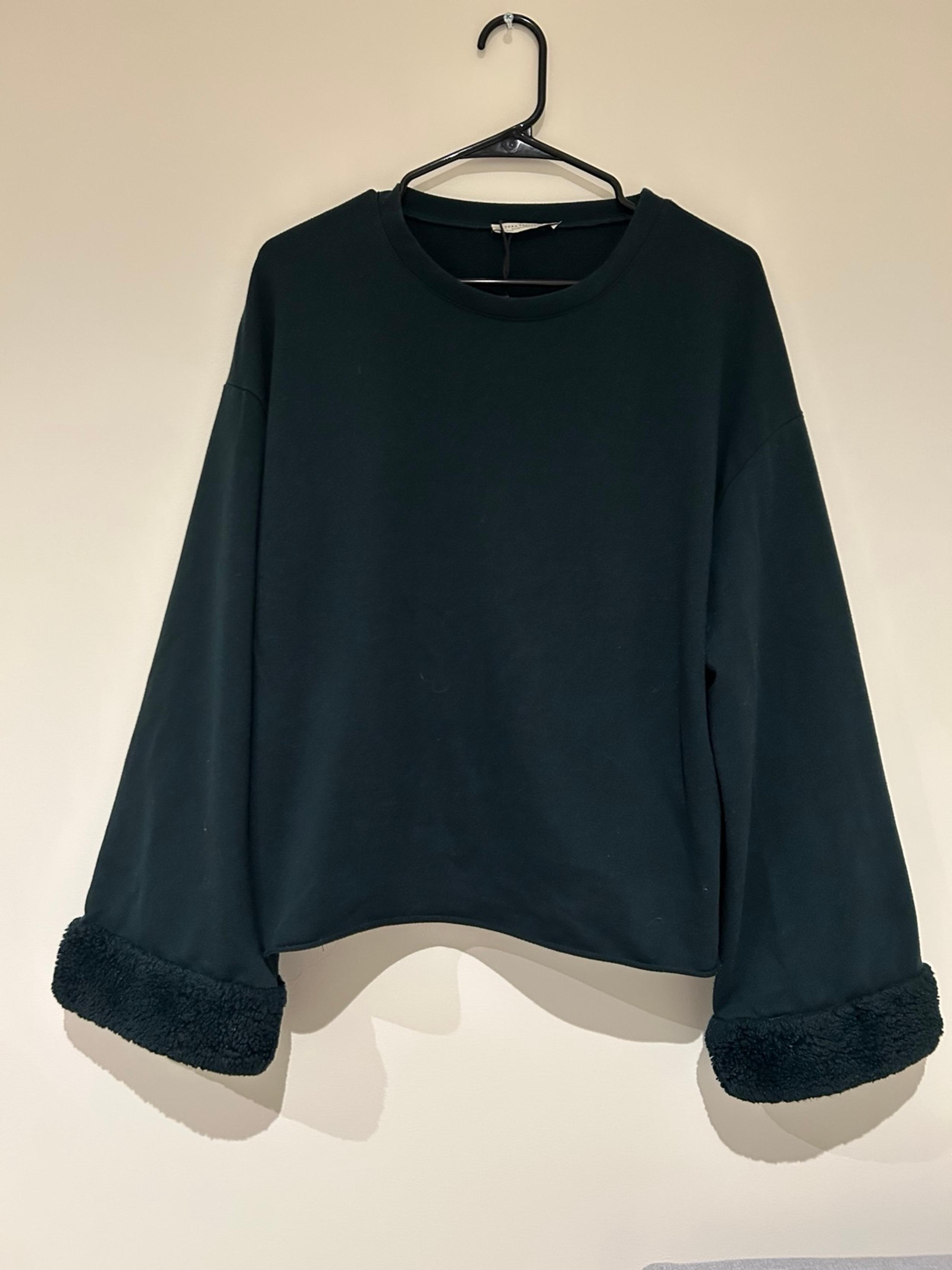 Zara Trafaluc Sweatshirt with Fur Trim Sleeves