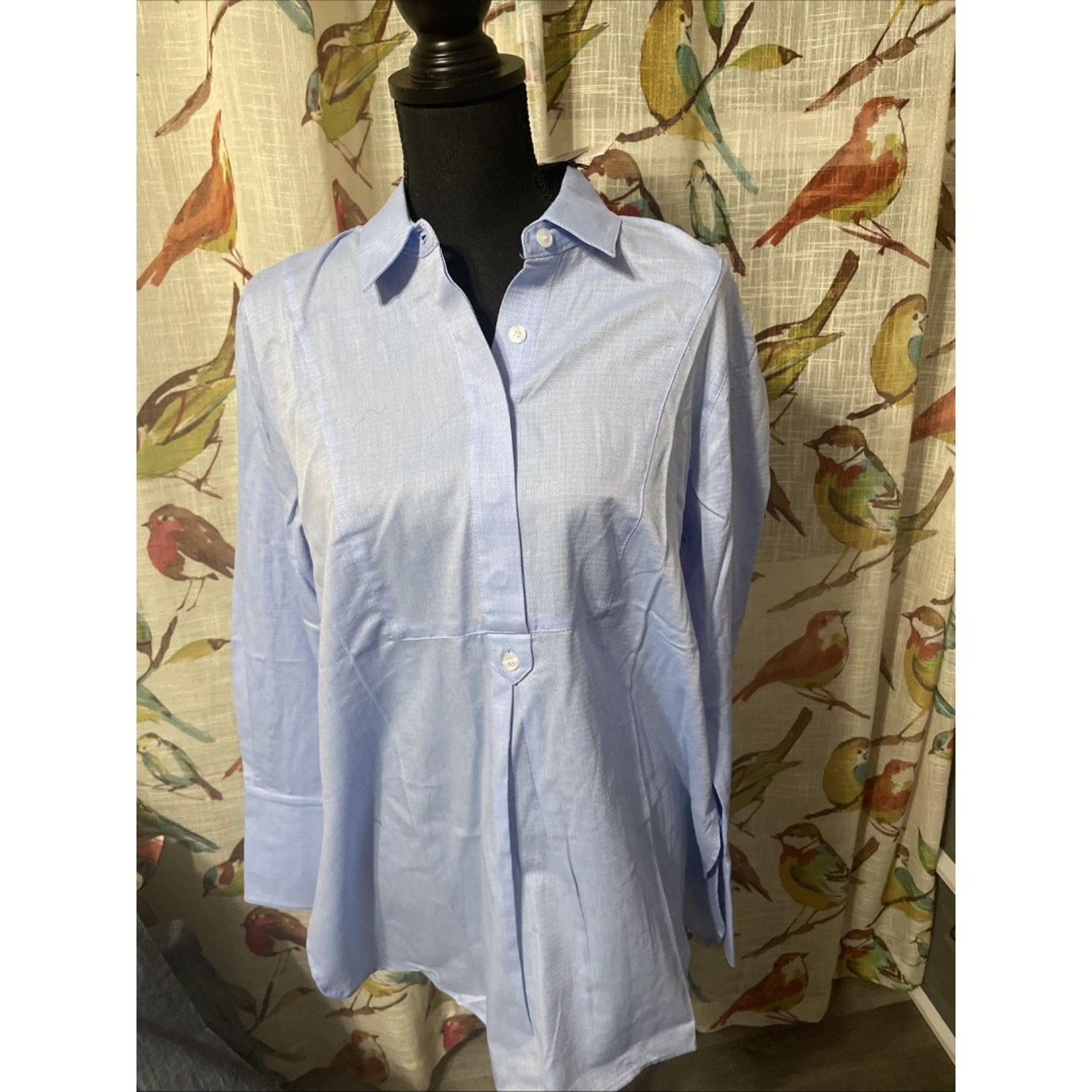 New Martha Stewart Women Tunic Top Long Sleeve light, blue cotton size large