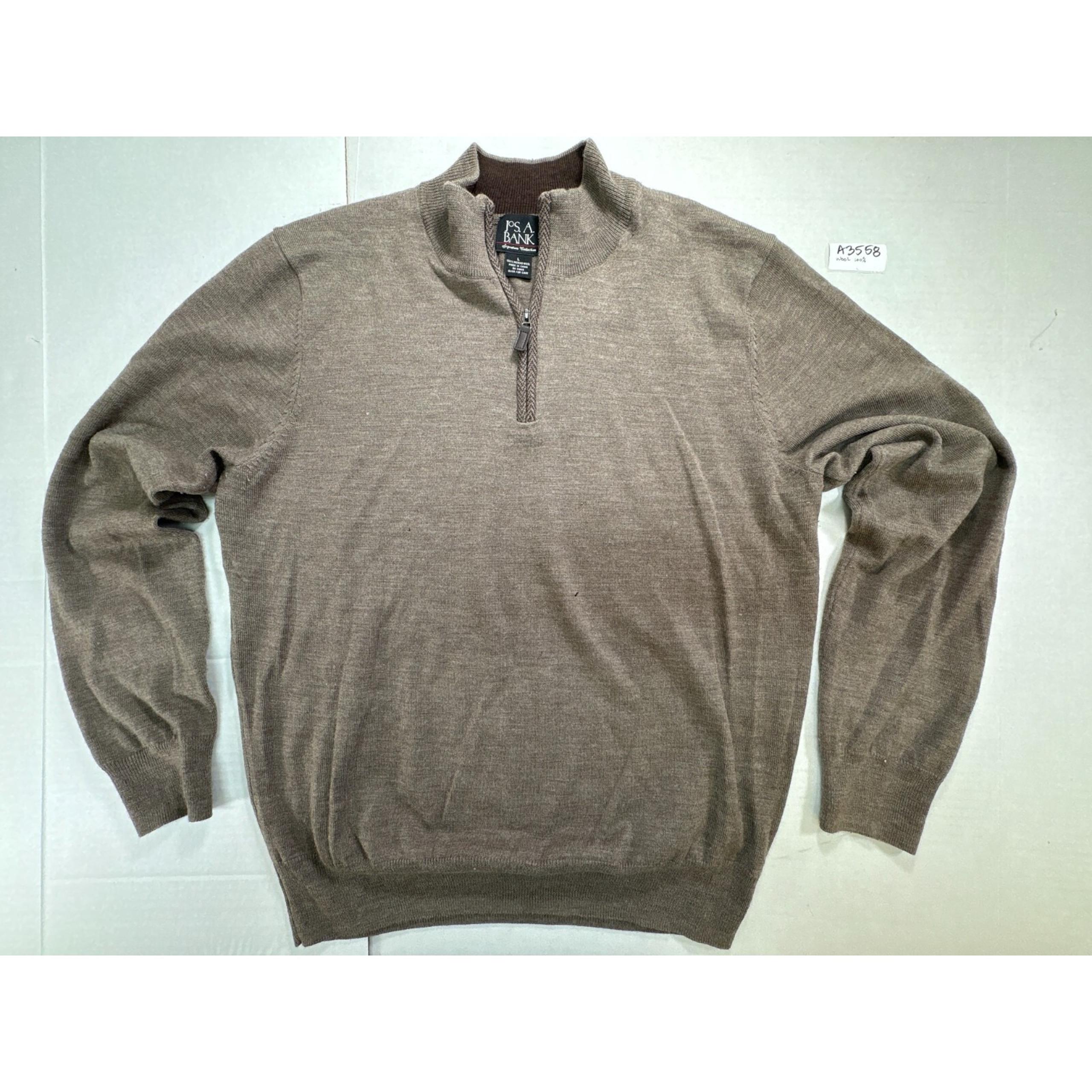 Jos A Bank sweater Men's size Large brown pullover quarter-zip