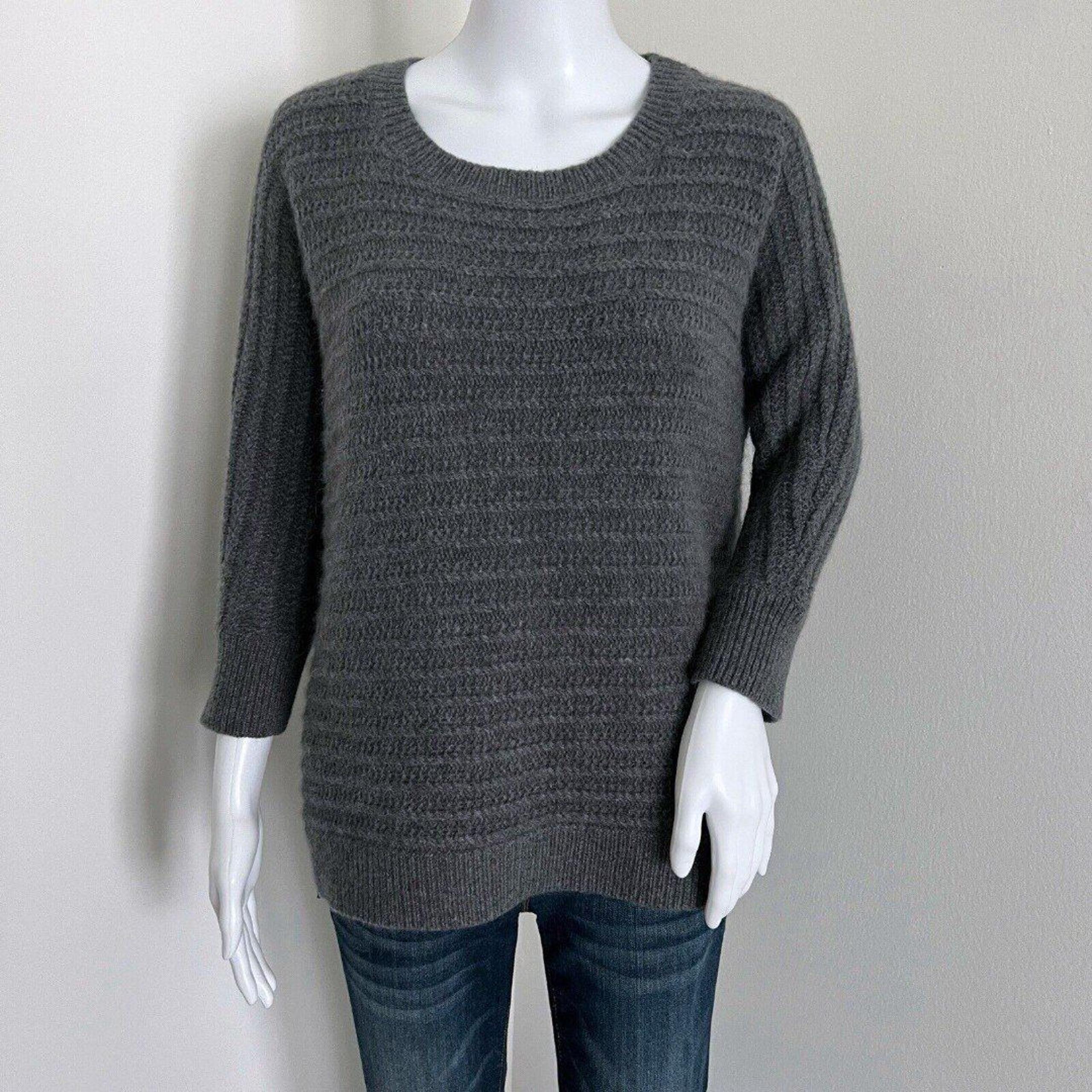 Garnet Hill Women's Sweater Size S Gray Lambswool Angora Blend Side Zippers