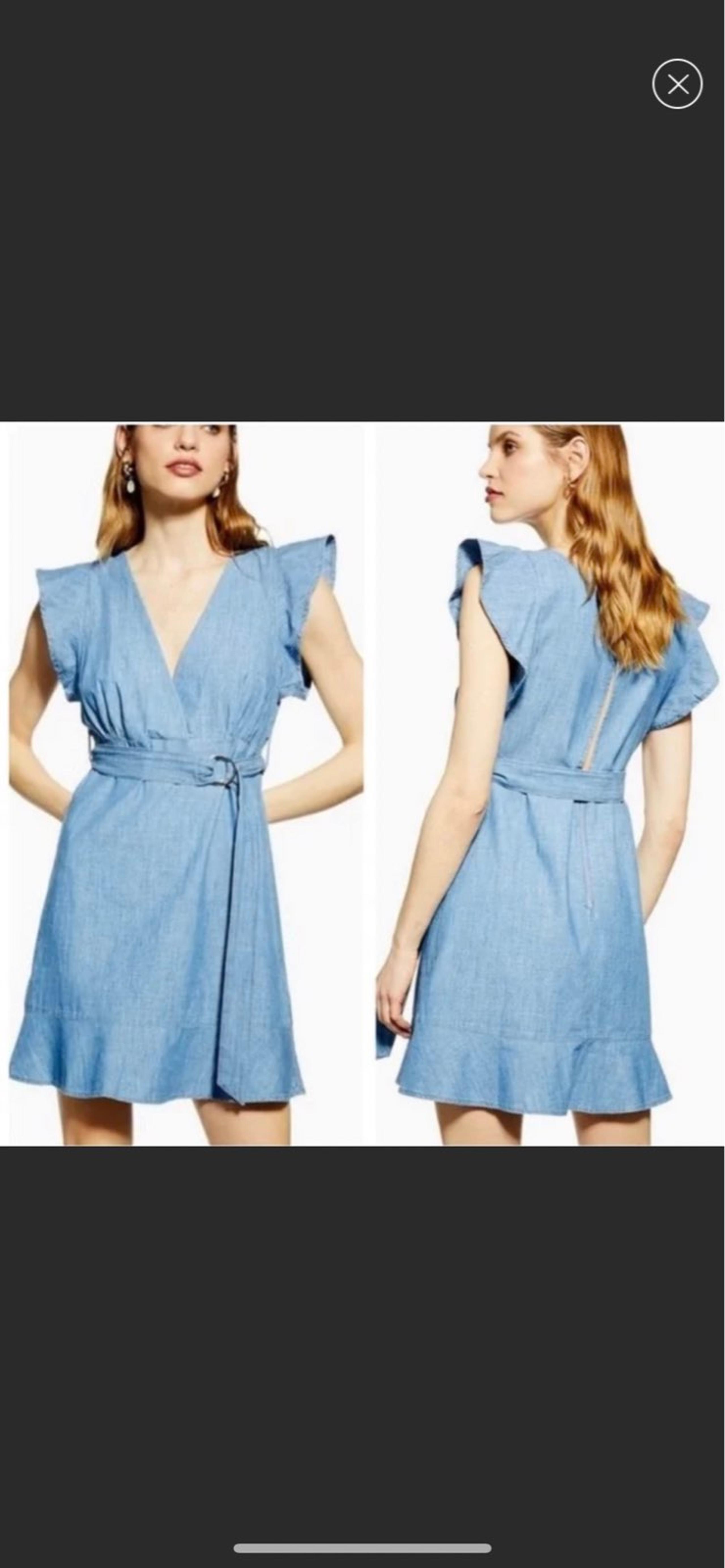 Topshop Flute Belt Chambray Mini Dress