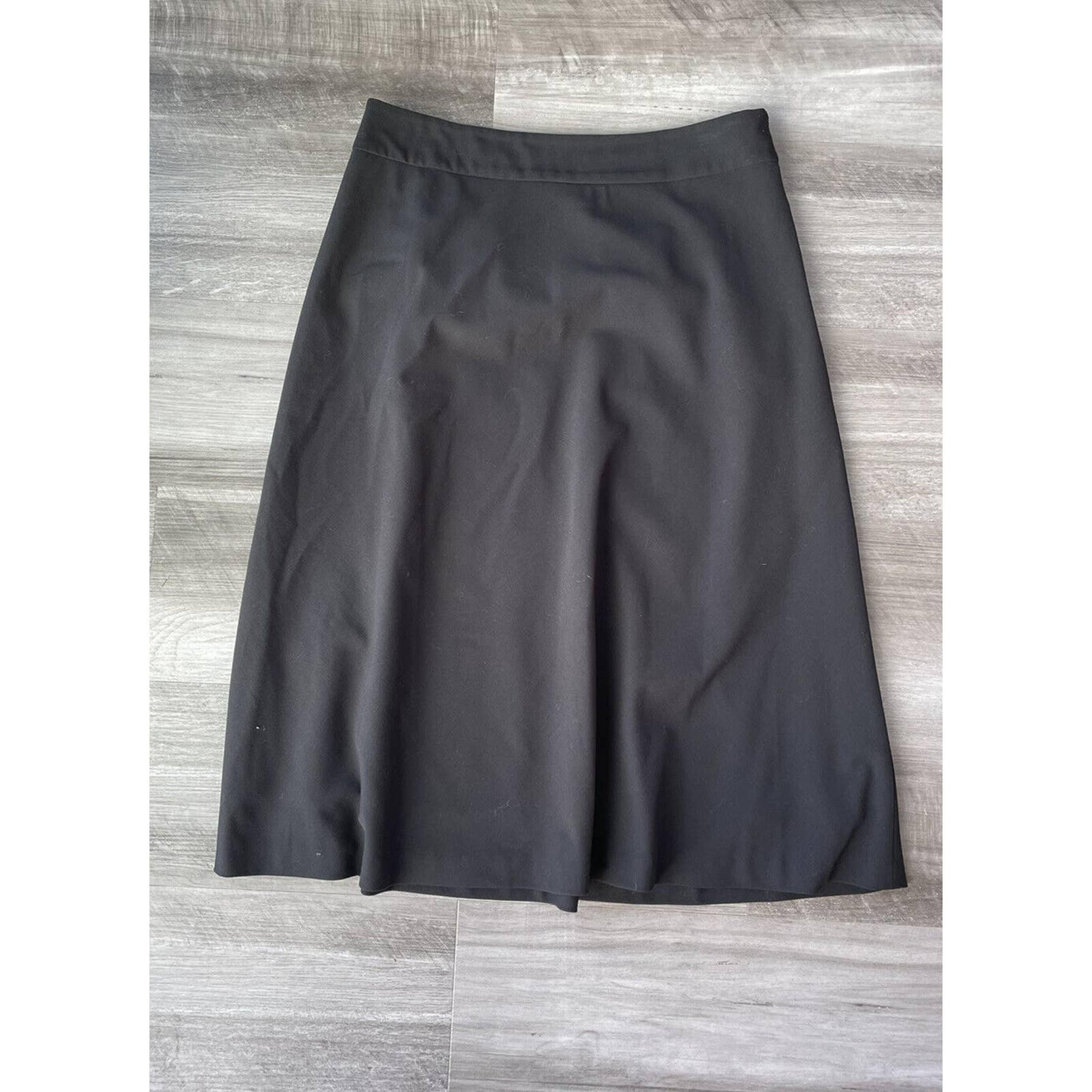 Sigrid Olsen Black Midi A-Line Skirt 6 Lined Side Zip A14
