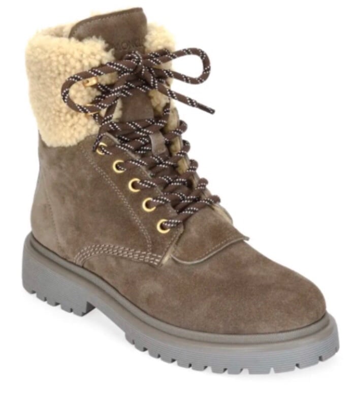 Moncler Size 37 Patty Scarpa Winter Suede and Shearling Boots