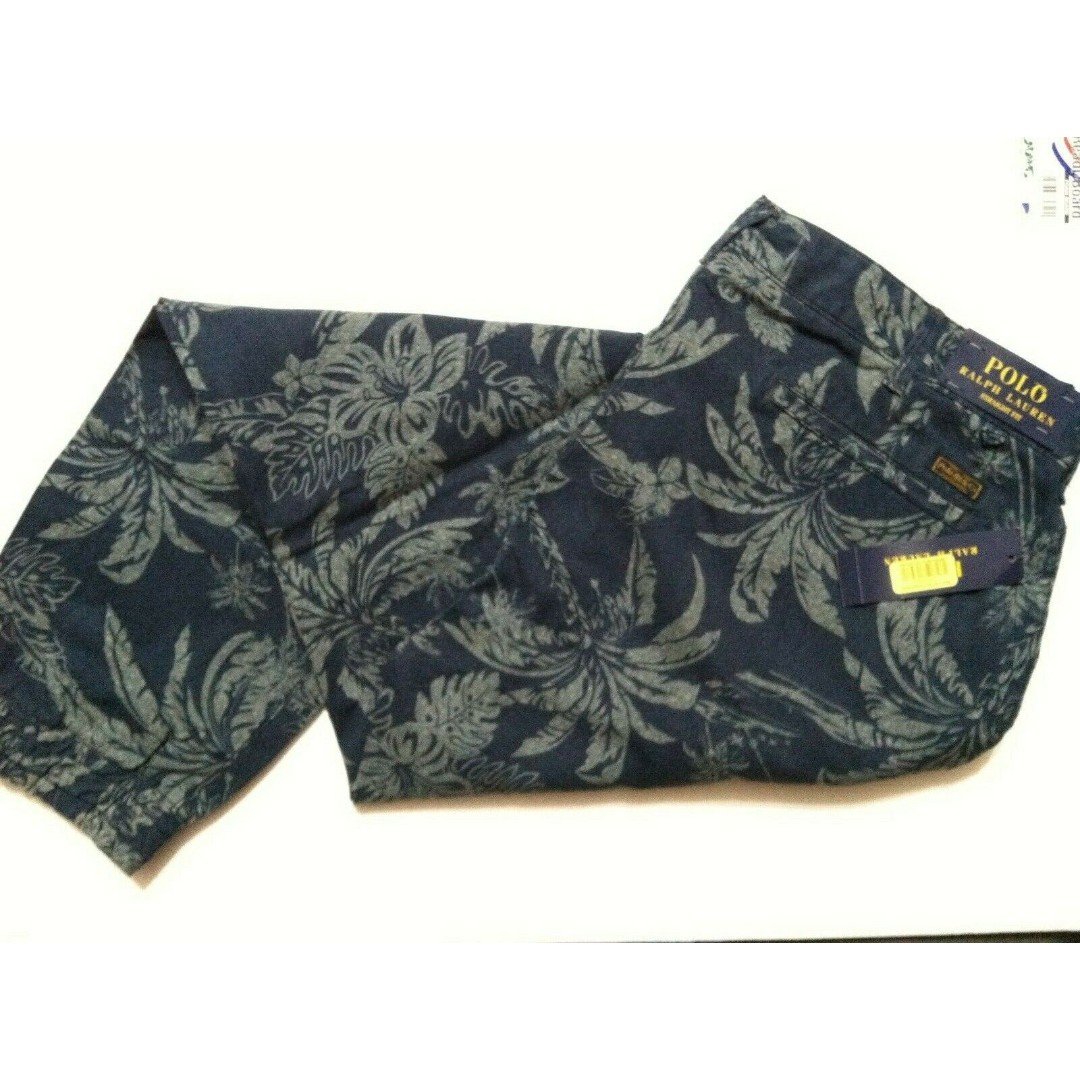 POLO RALPH LAUREN MENS NEW BLUE 100%COTTON CASUAL PANTS STRAIGHT FIT SIZE:36/32