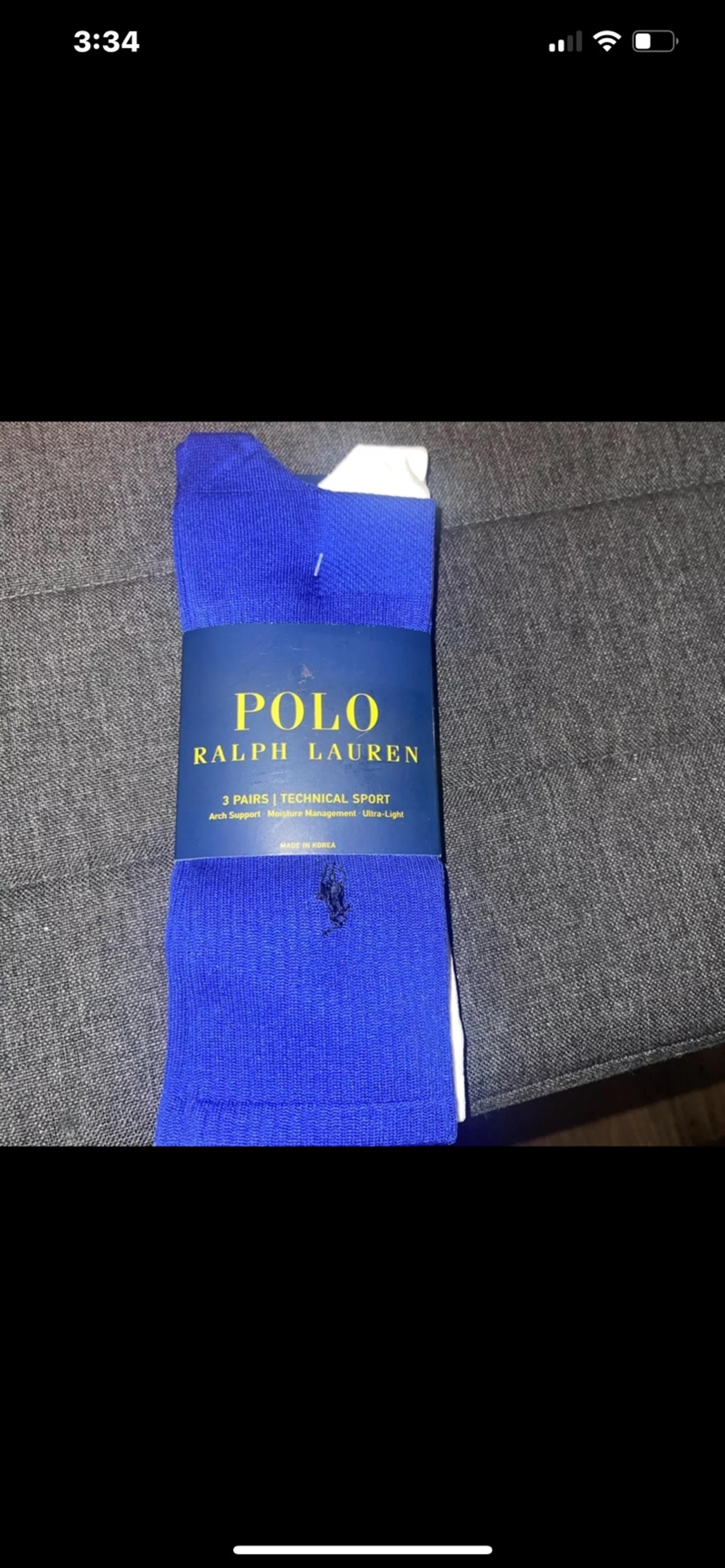 Polo Ralph Lauren Technical Sport Men’s Socks 10-13 Blue Black White