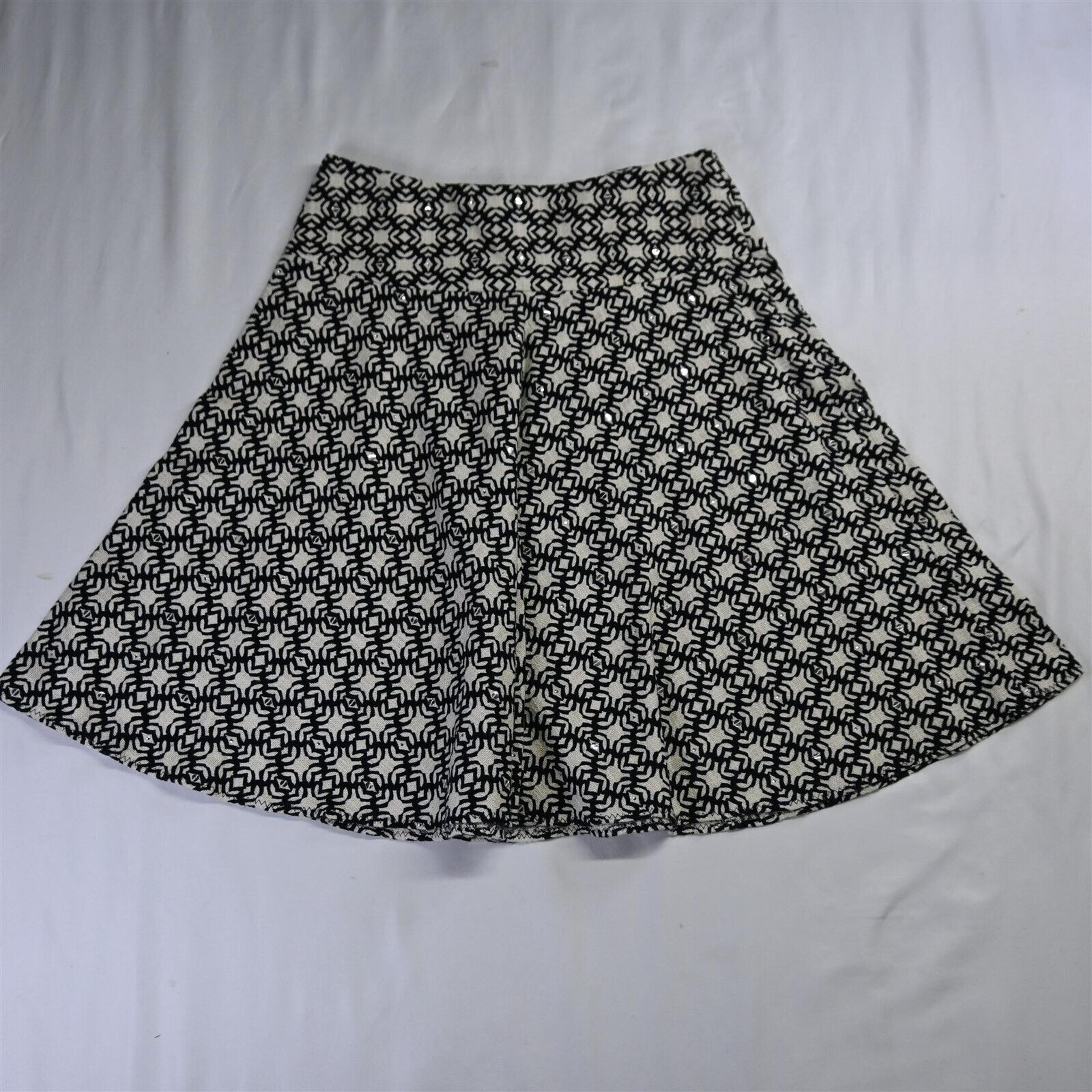 NEW The Limited 6 White Navy Brocade Womens A-Line Skirt