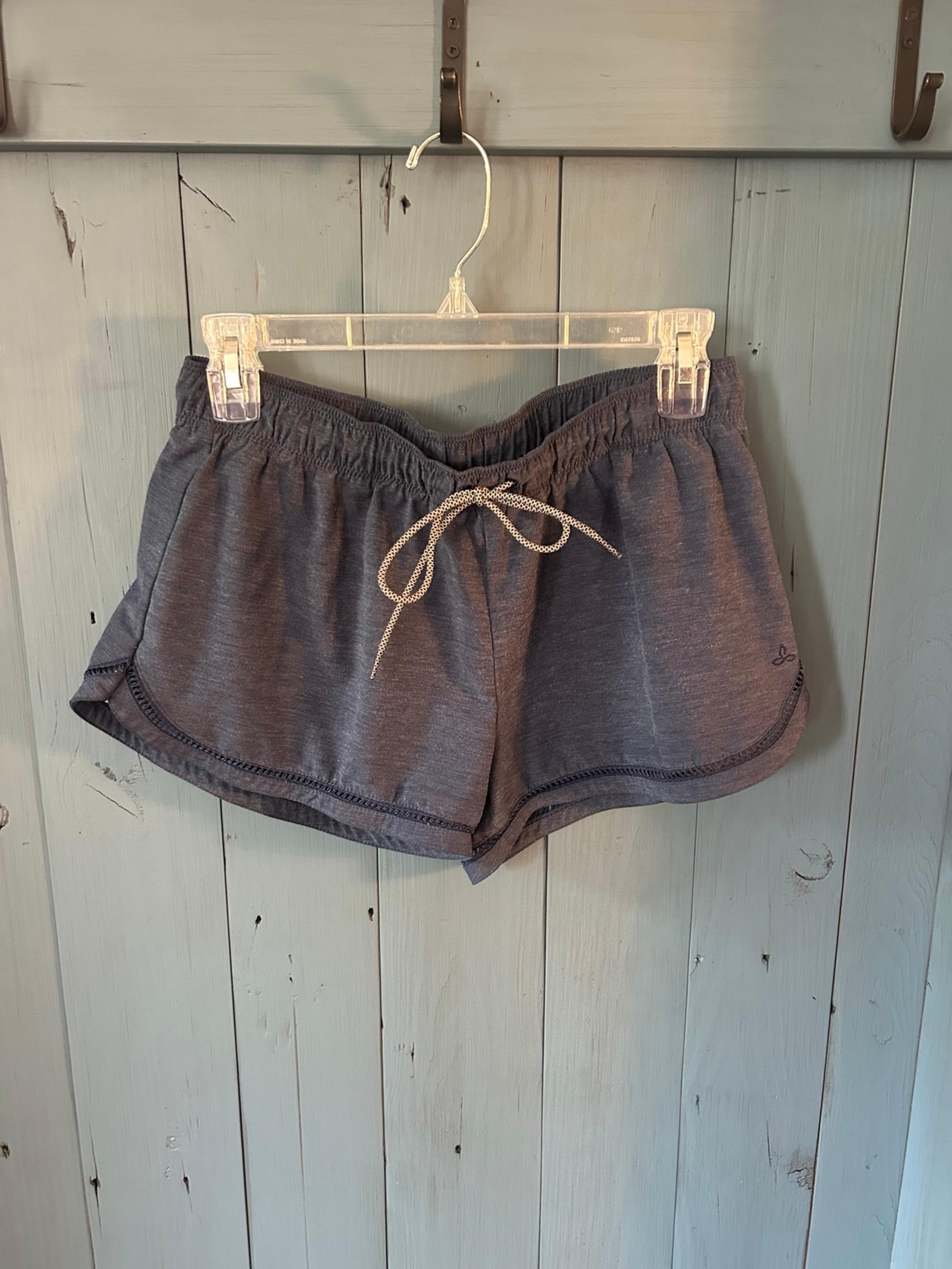 PrAna Blue/Grey Athletic Drawstring Shorts, Size Small