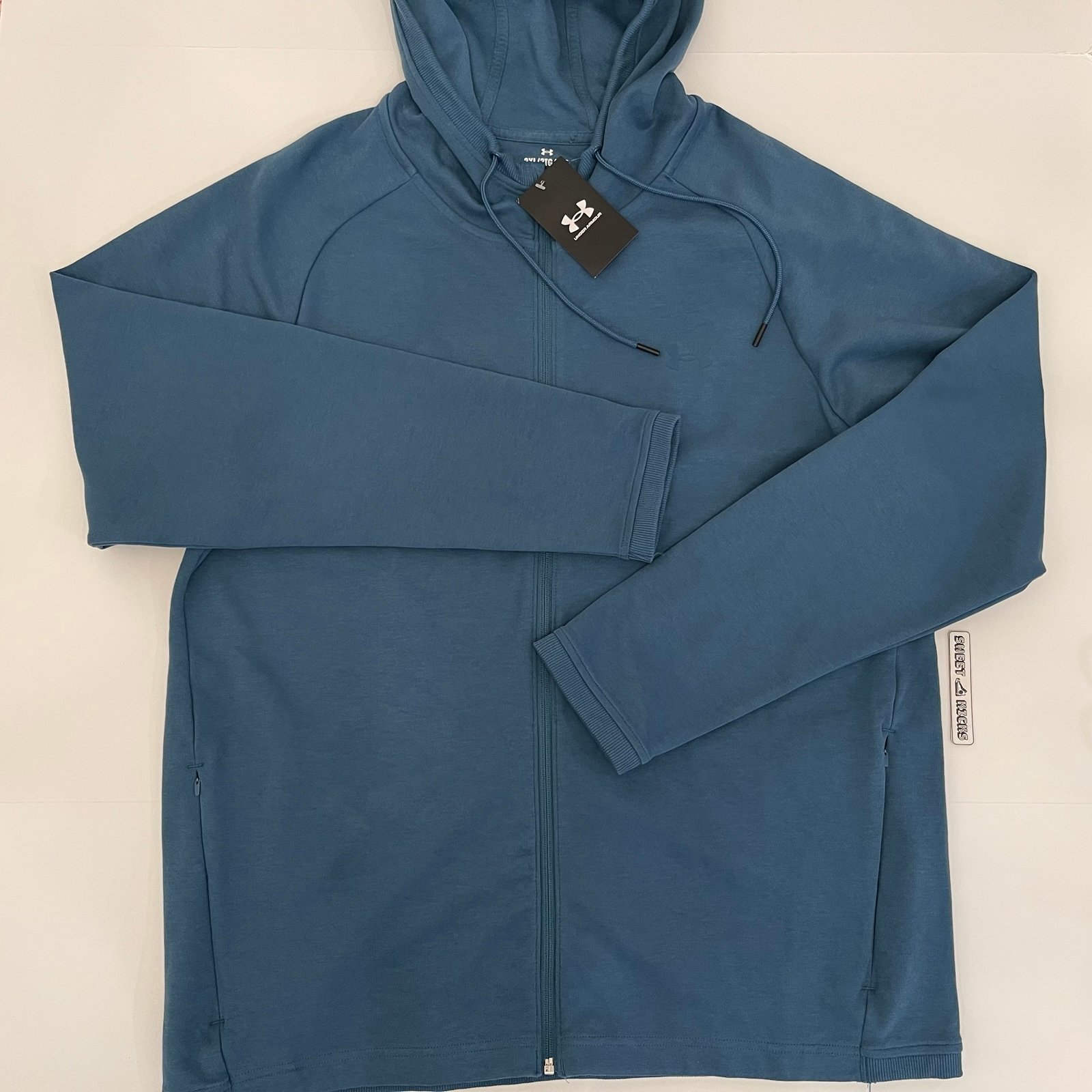 Under Armour Mens FITTED Double Knit Full Zip Blue Active Jacket