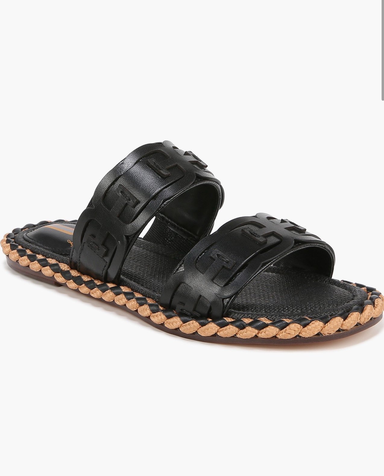 Sam Edelman Double E Tatum Black Braid Detail Leather Sandals