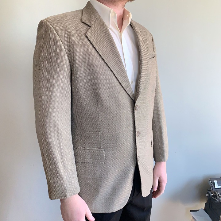 Oscar de la Renta vintage 80s light brown wool suit jacket men's blazer size 42R