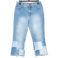 Zana Di Jeans Vintage Y2K Cropped Patchwork Punk 90's Grunge Boho Blue Size 7 27