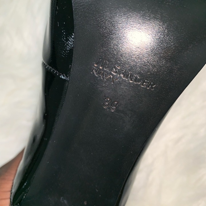 JIL SANDER NAVY Black Calf Skin Leather Lace Up Shoes Size