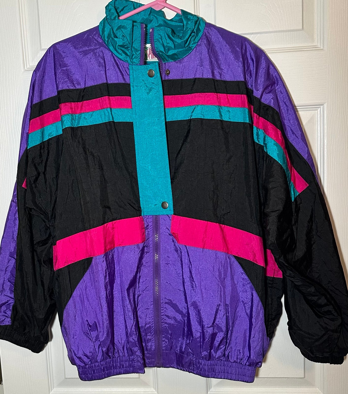 Vintage Bolo Spirit Windbreaker Suit Set Womens L Purple Jacket Pants Retro