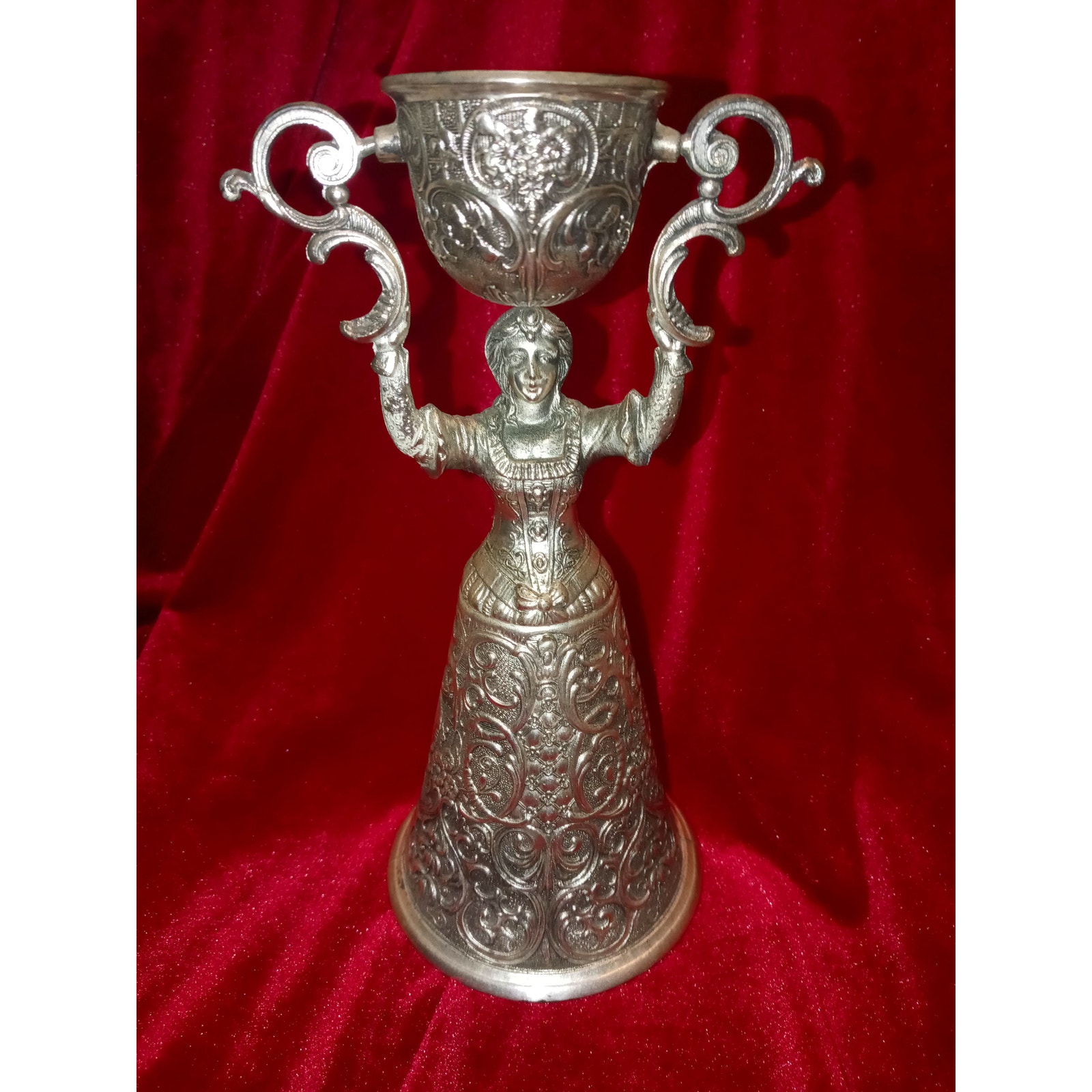Vintage Silver Plated Cup Wedding Goblet Toasting Woman