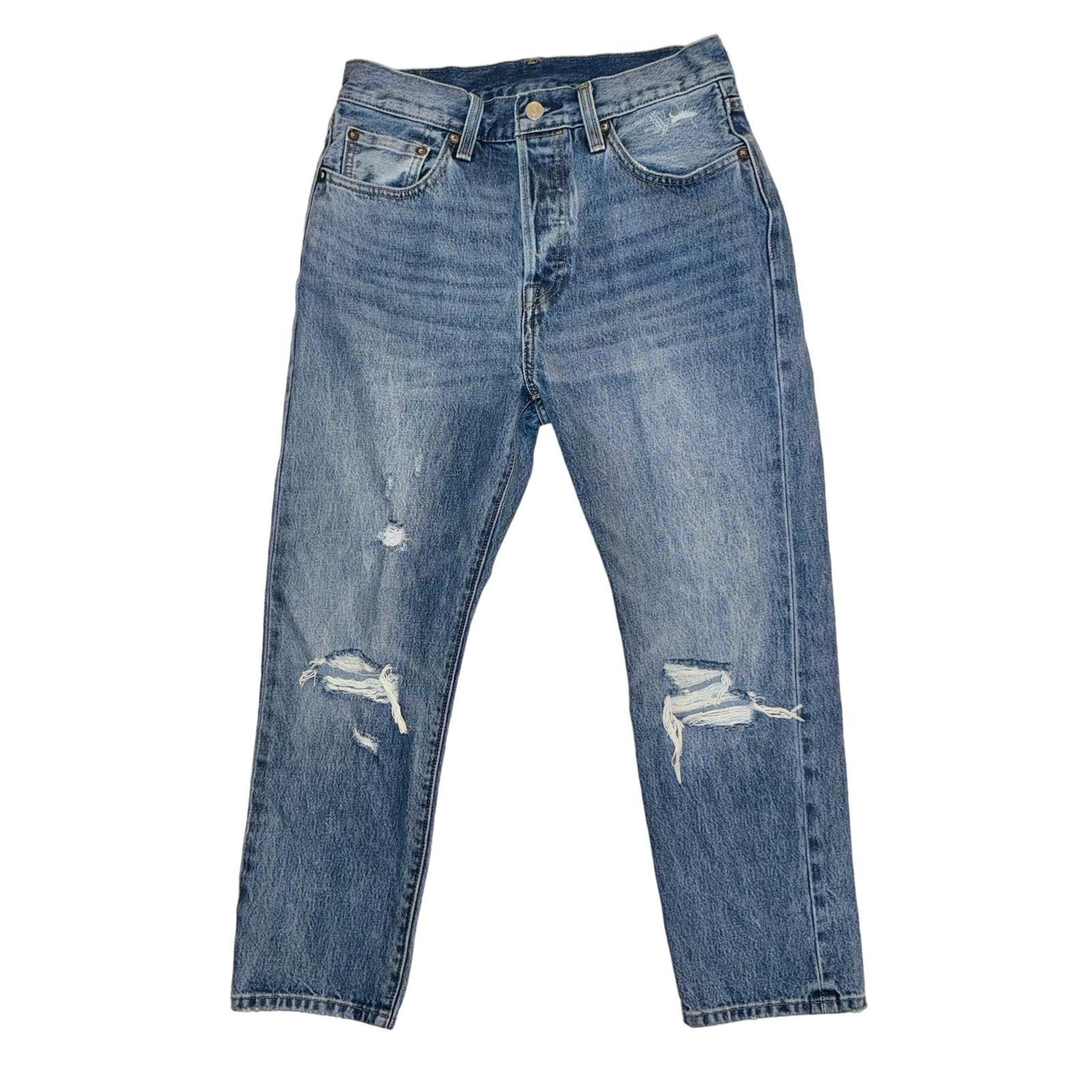 *LEVI'S* Women's 501 Cropped Original Fit Jeans 27X26 Straight Ripped Distressed