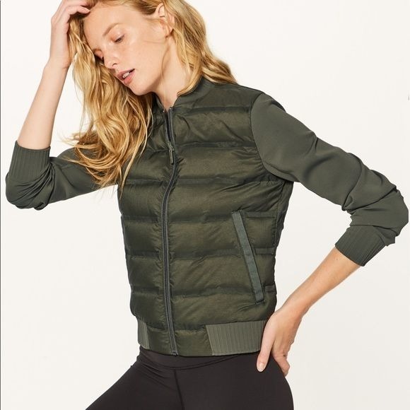 LULULEMON Down & Around Bomber (Reversible) Armory Sz 2 Olive