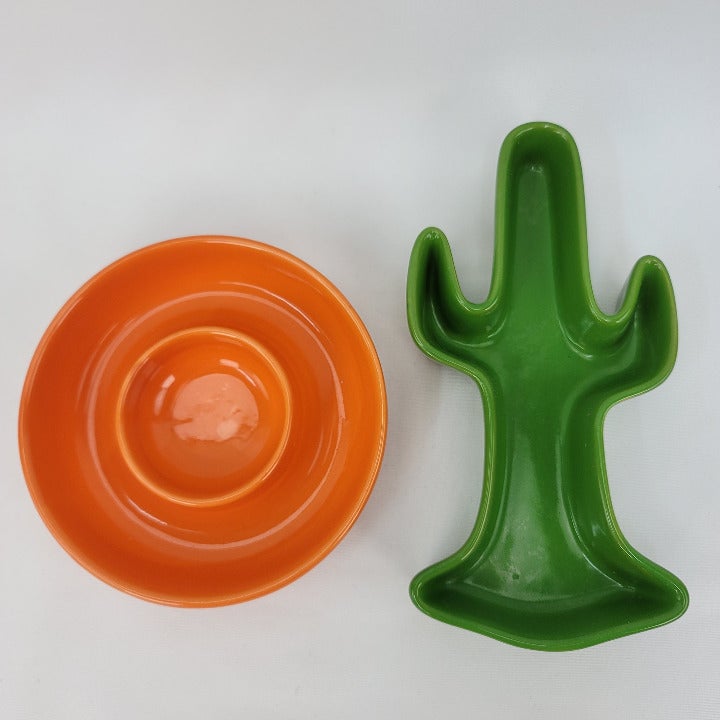 South Western Cactus Chip Dip Bowl Set