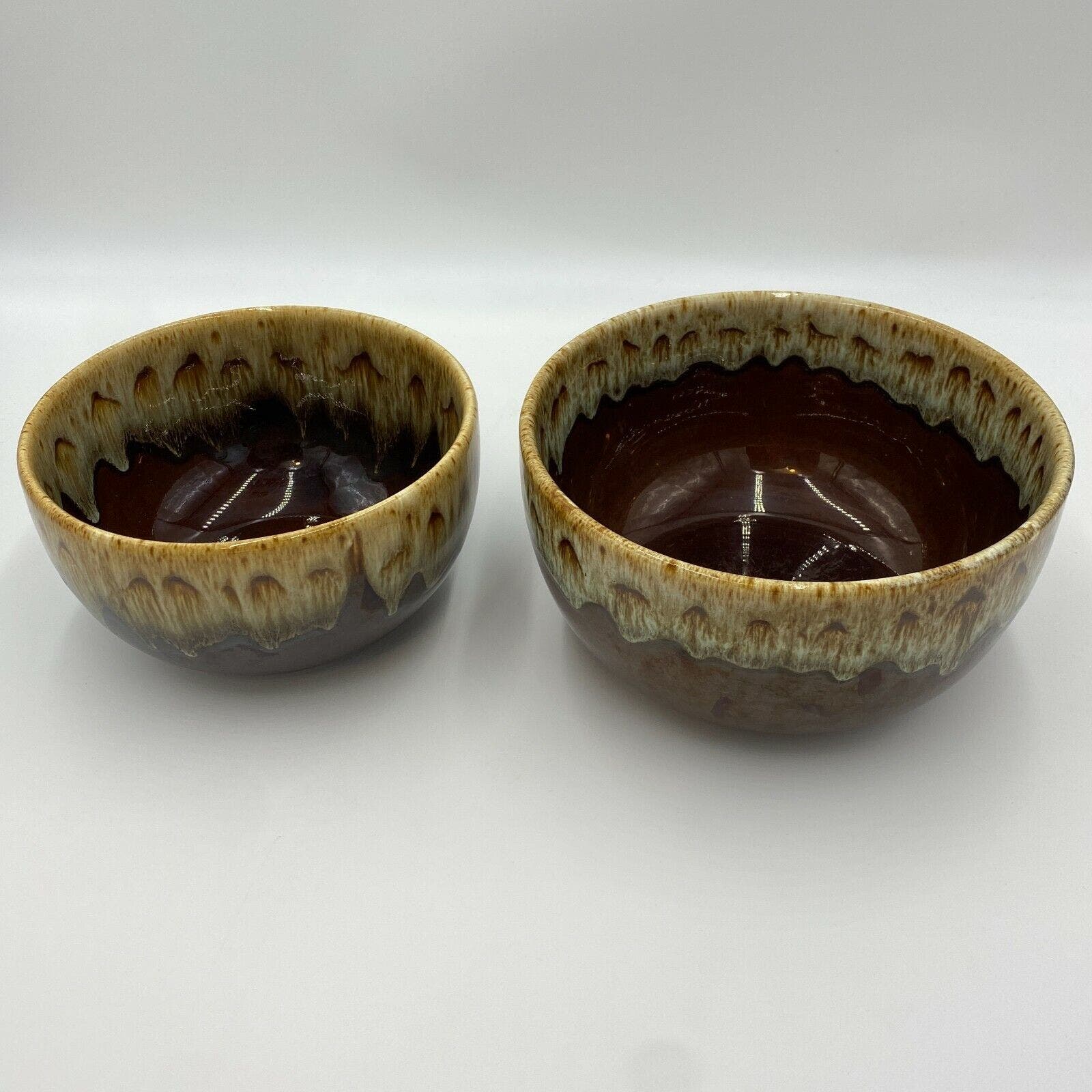 Vintage Canonsburg Brown Drip Glaze 3 Qt 6 oz Bowl Carefree Ironstone Set of 2