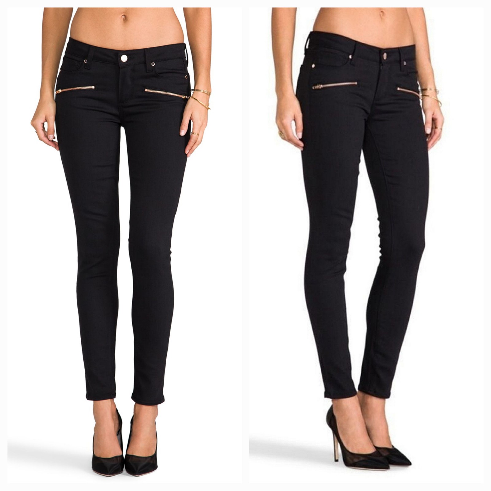 Paige Denim Indio Zip Ultra Skinny in Black Overdye Size 24 NWT