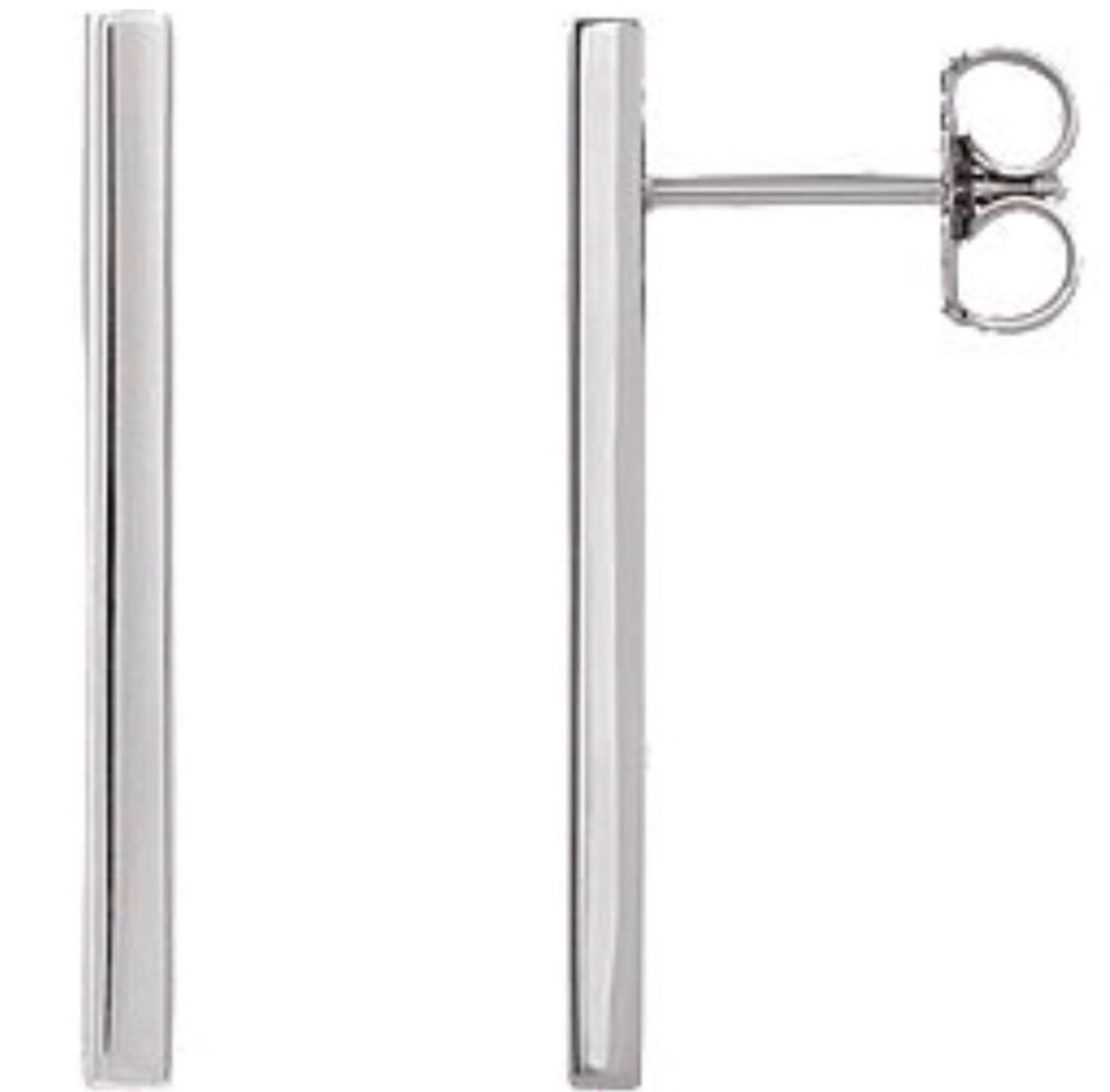 Silver Bar Stud Earrings