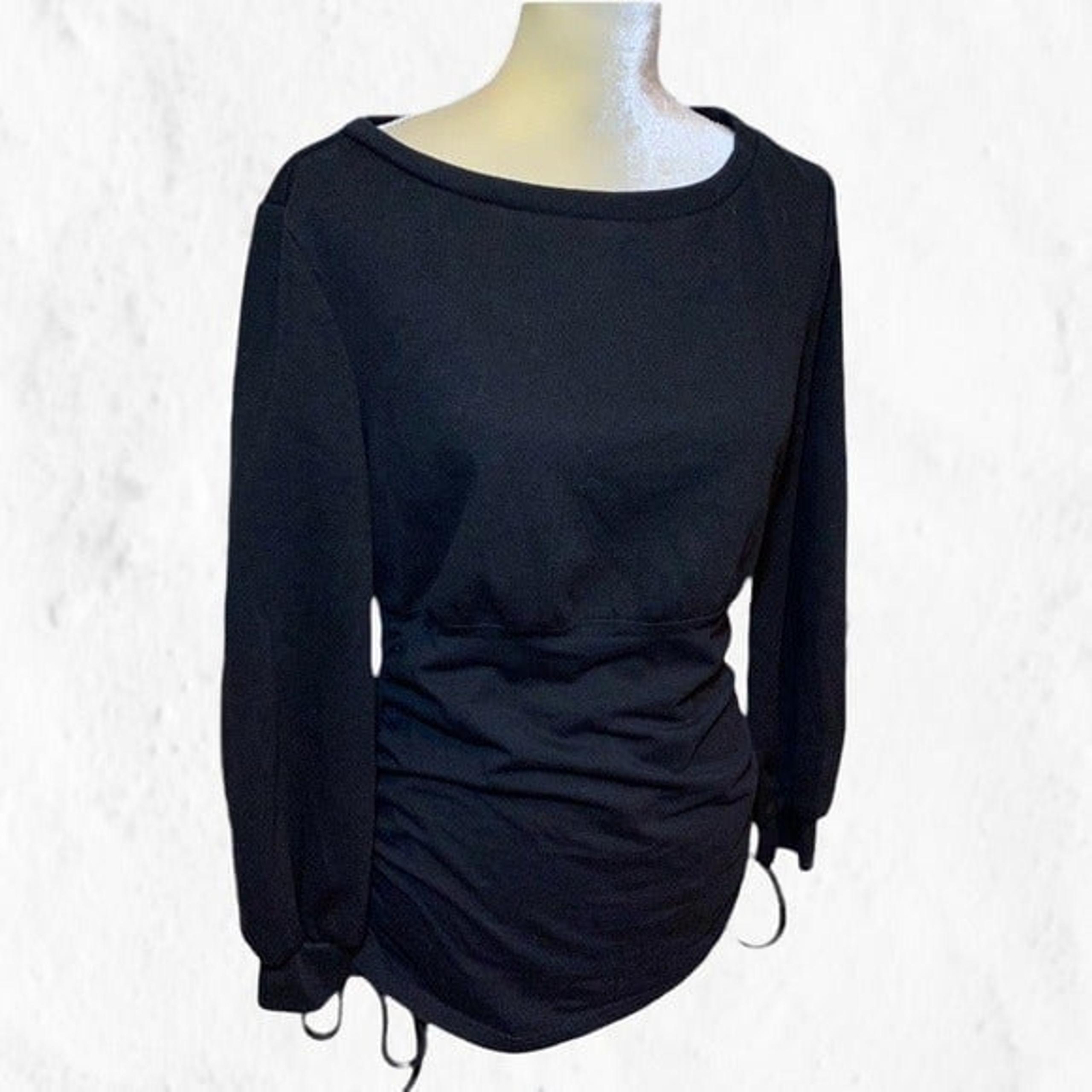 SHEIN Ruched Scoop Neck Lantern Sleeve Sweater