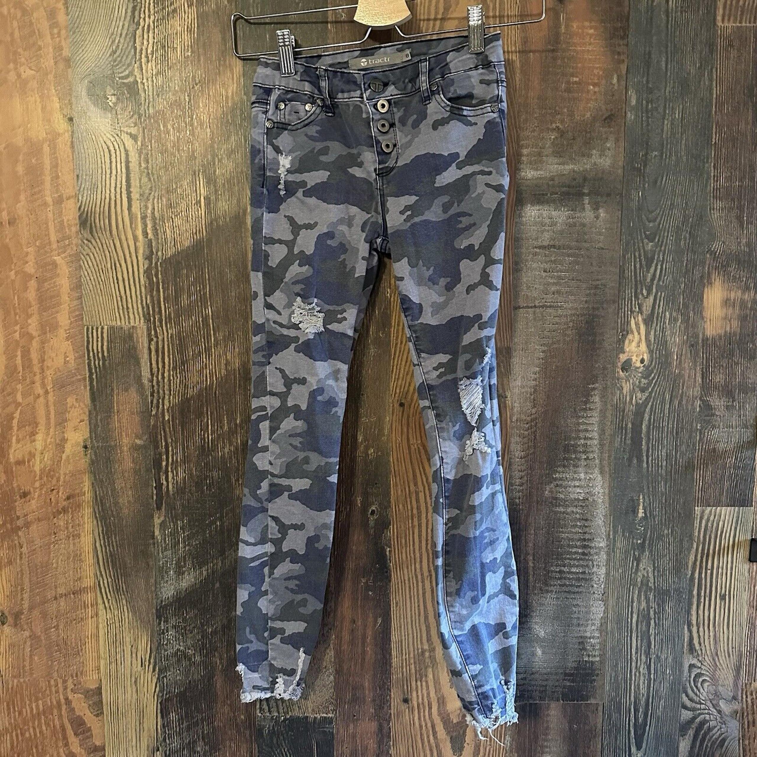 Tractr Basic Skinny Jeans Style Jean Jeggings Leggings Blue Camo Size 8 Girls