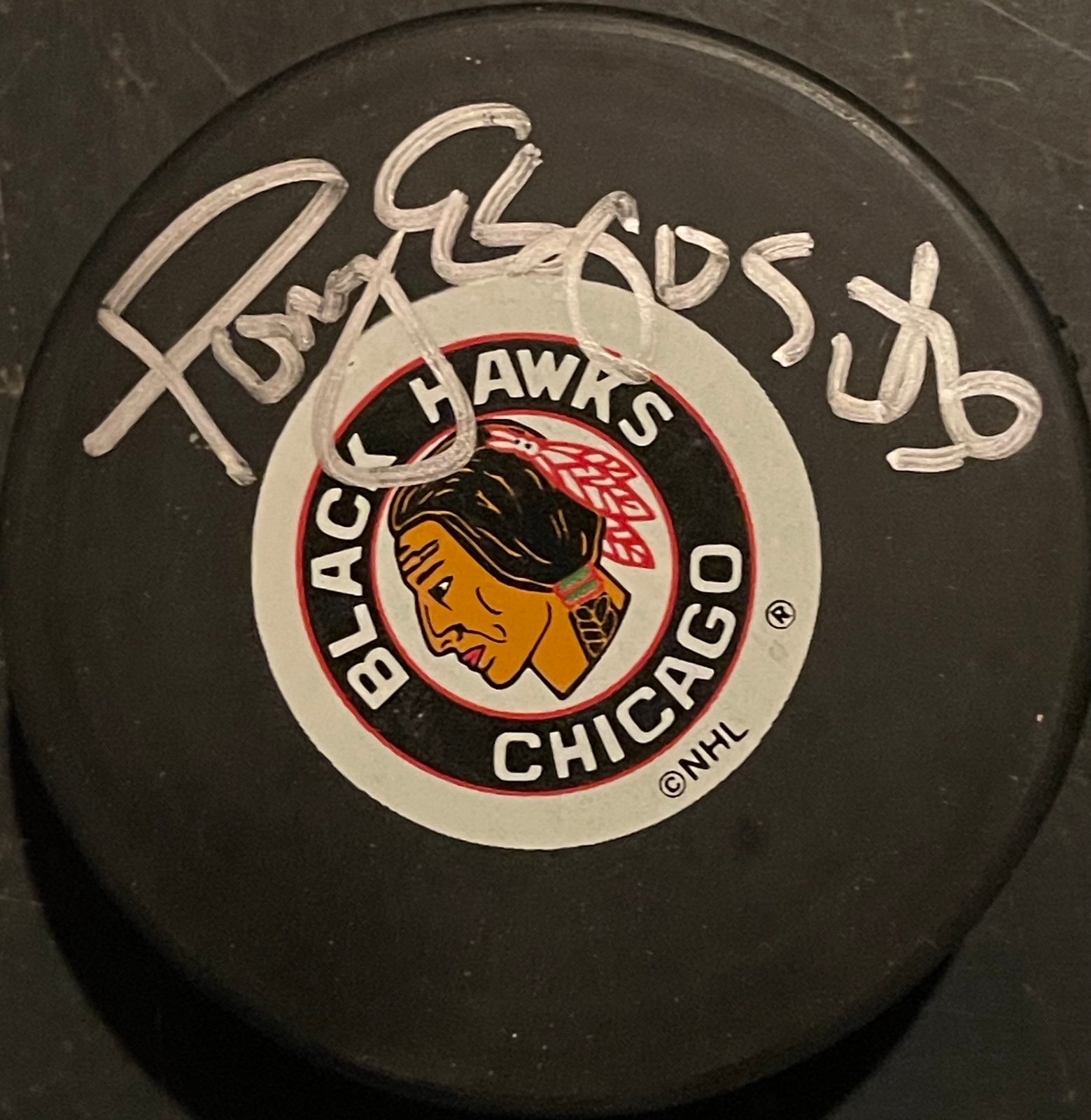 Tony Esposito Signed Autographed Chicago Blackhawks Vintage Logo Puck HHOF