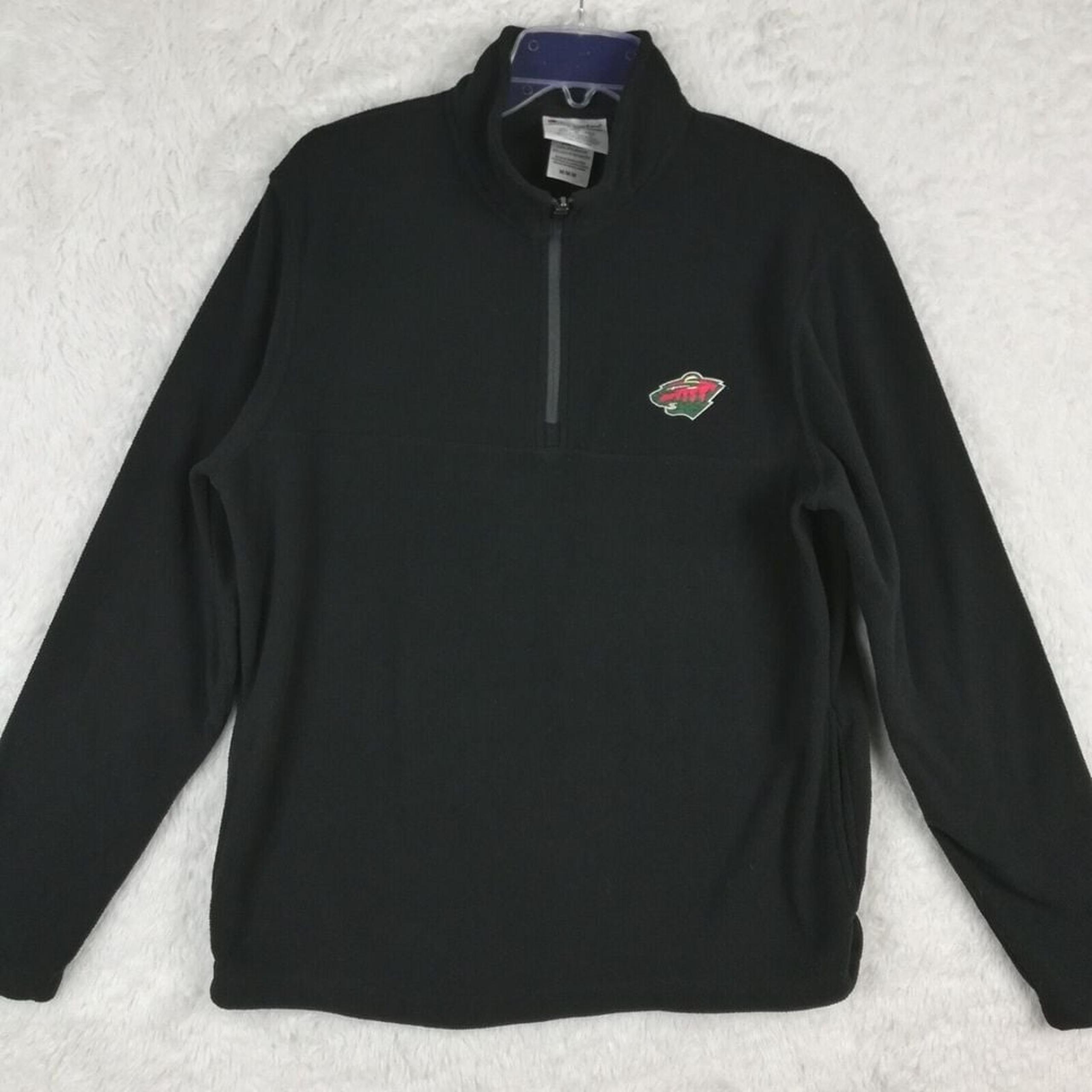 Minnesota Wild Champion Mens Jacket Fleece 1/2 Zip Black Hockey Embroidered M
