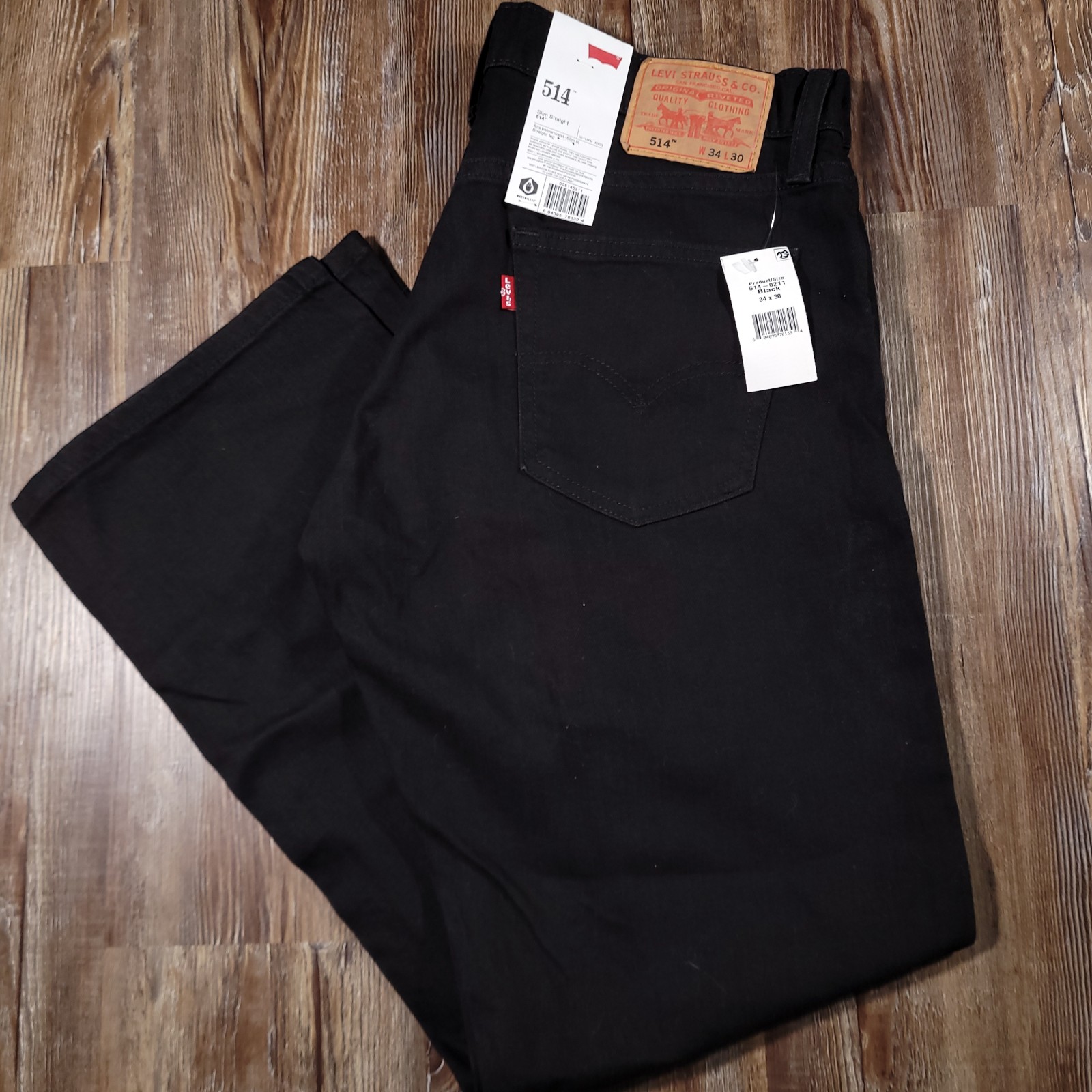 2011 Levi's 514 Slim Straight Stretch Black Hipster Grunge Punk Emo Jeans 34x30