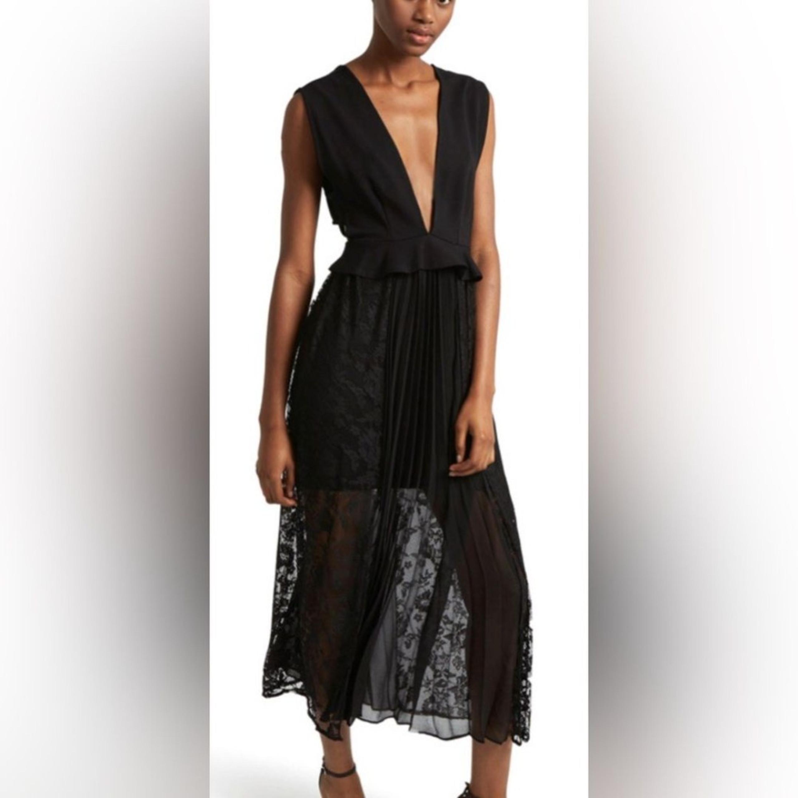 French Connection Angelina Pleated Lace Midi Dress 6 NWT